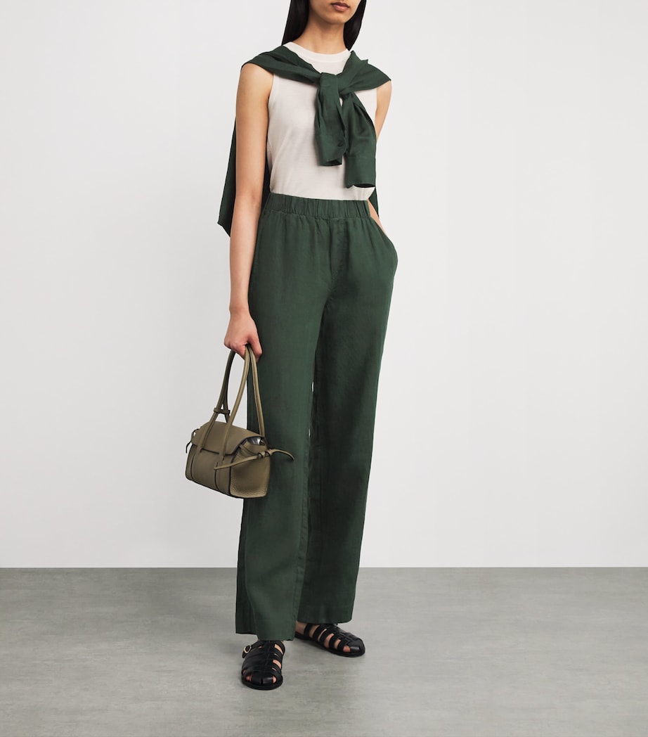 With Nothing Underneath Womens Linen The Palazzo Trousers Hunter Green Image 2