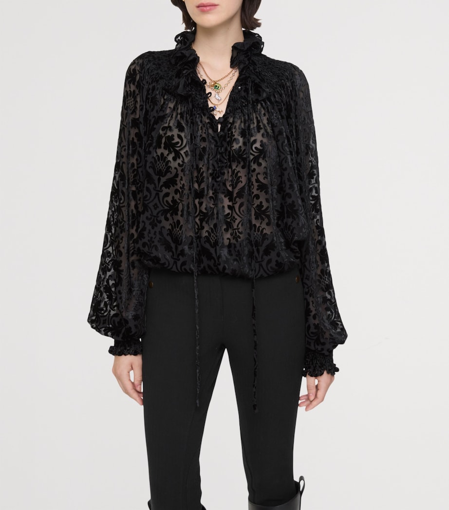 Velvet Devoré Baroque Blouse BLACK IP PATTERN Image 2