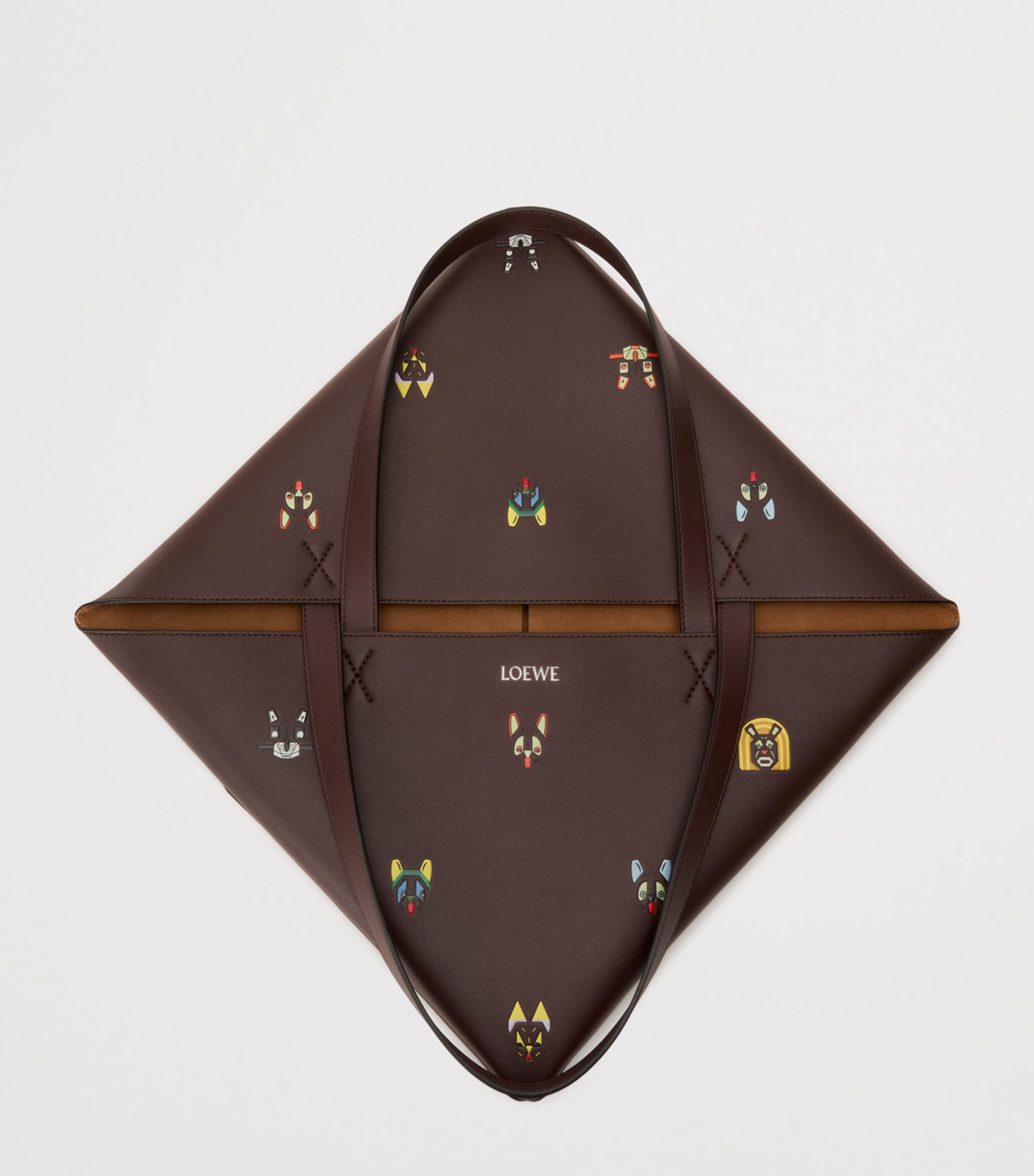 x Louis Wain XL Calfskin Puzzle Fold Tote Bag BROWN Image 5