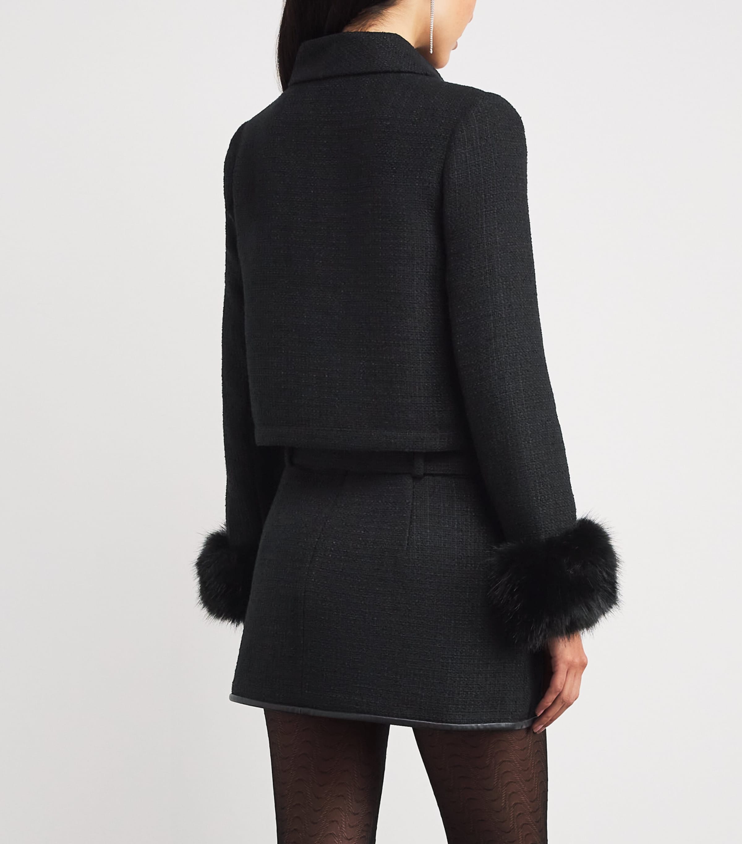 Faux Fur Bouclé Blazer BLACK Image 4