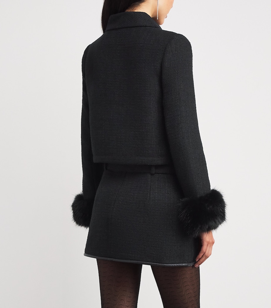 Faux Fur Bouclé Blazer BLACK Image 4