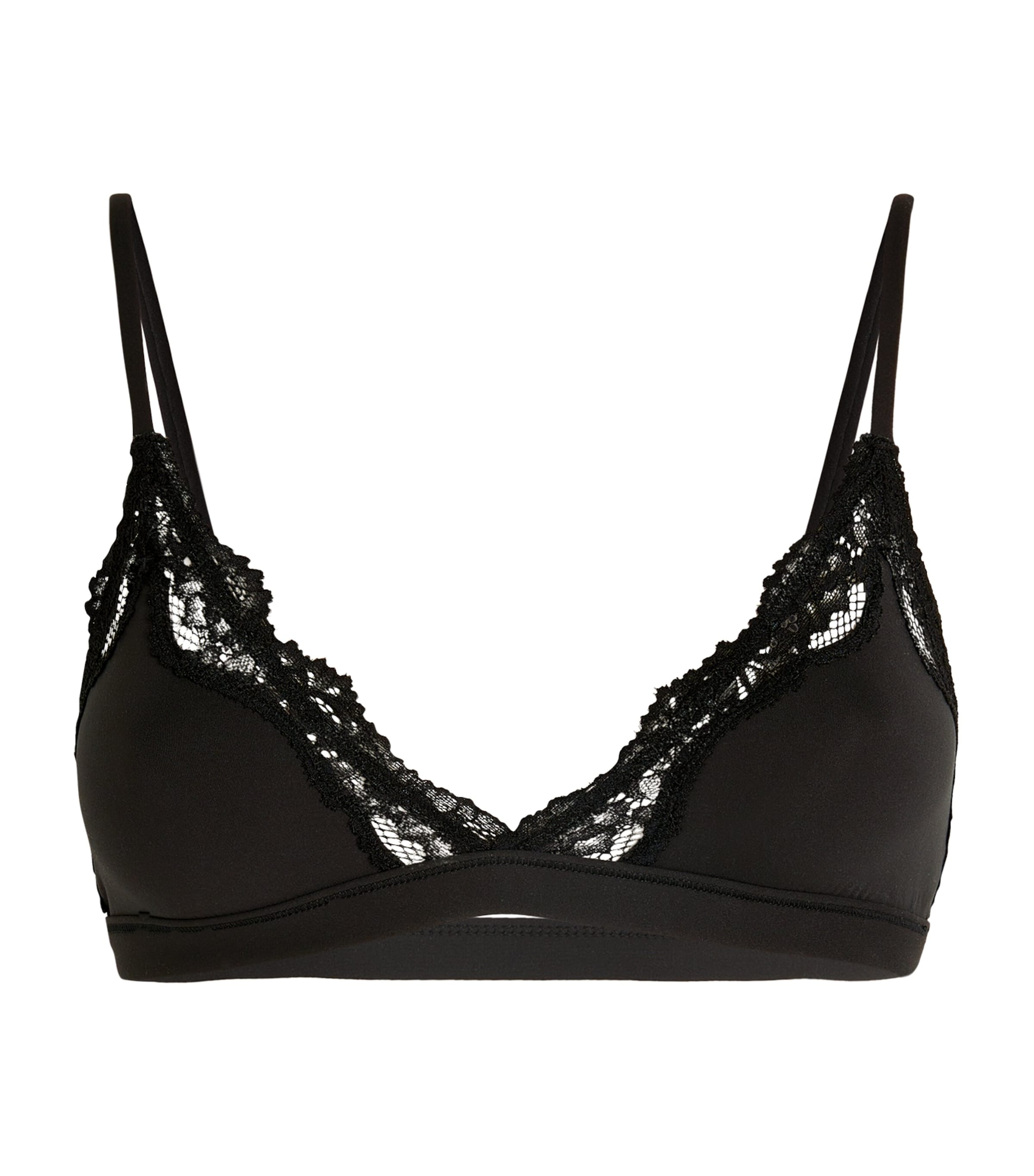 Skims Womens Fits Everybody Lace-Trim Triangle Bralette Onyx Image 1