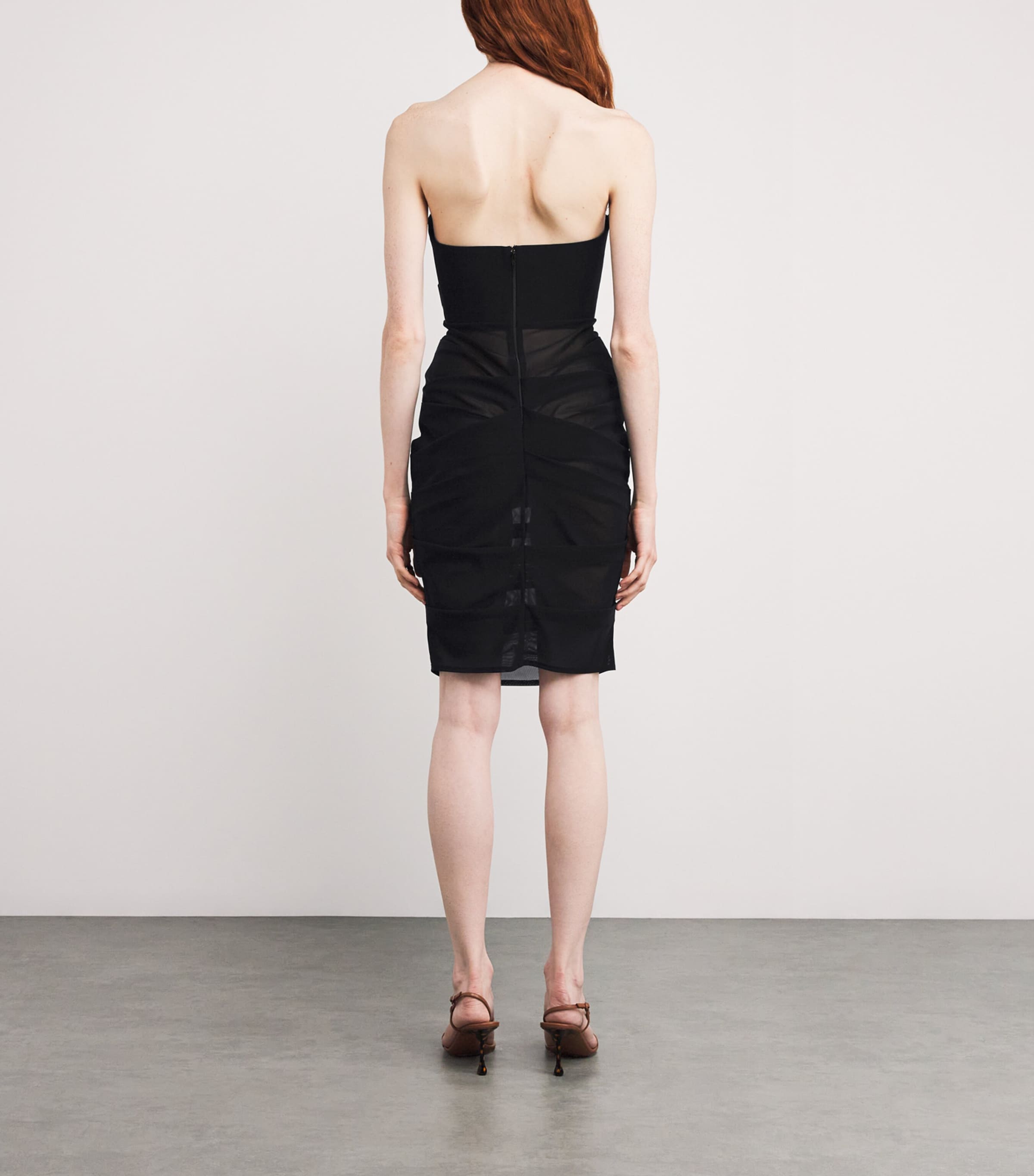 Alex Perry Womens Stretch-Mesh Strapless Mini Dress Black Image 3