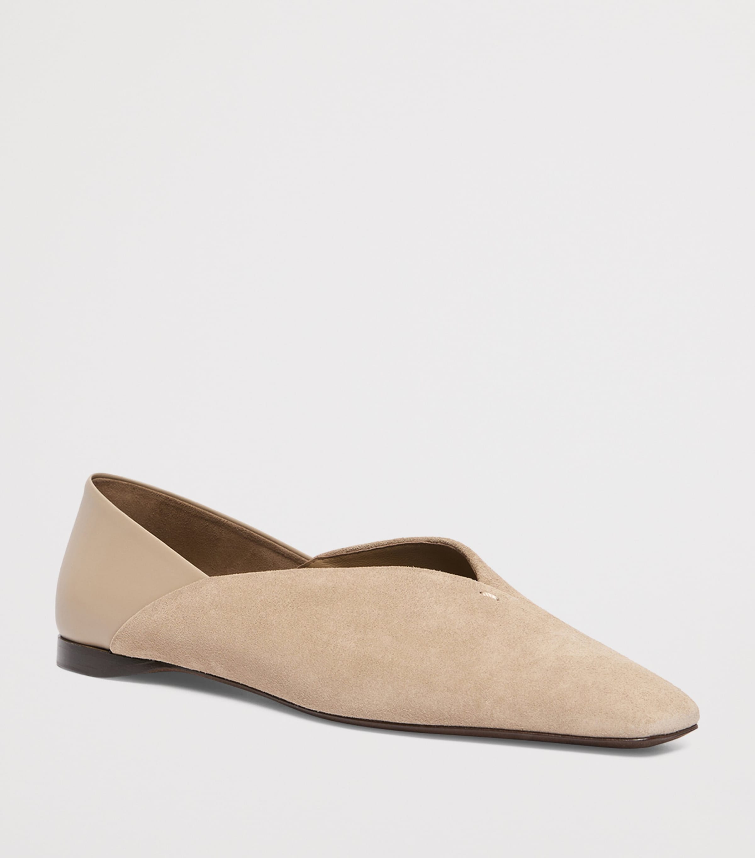 Max Mara Suede Leather-Trim Ballet Flats Beige Image 2