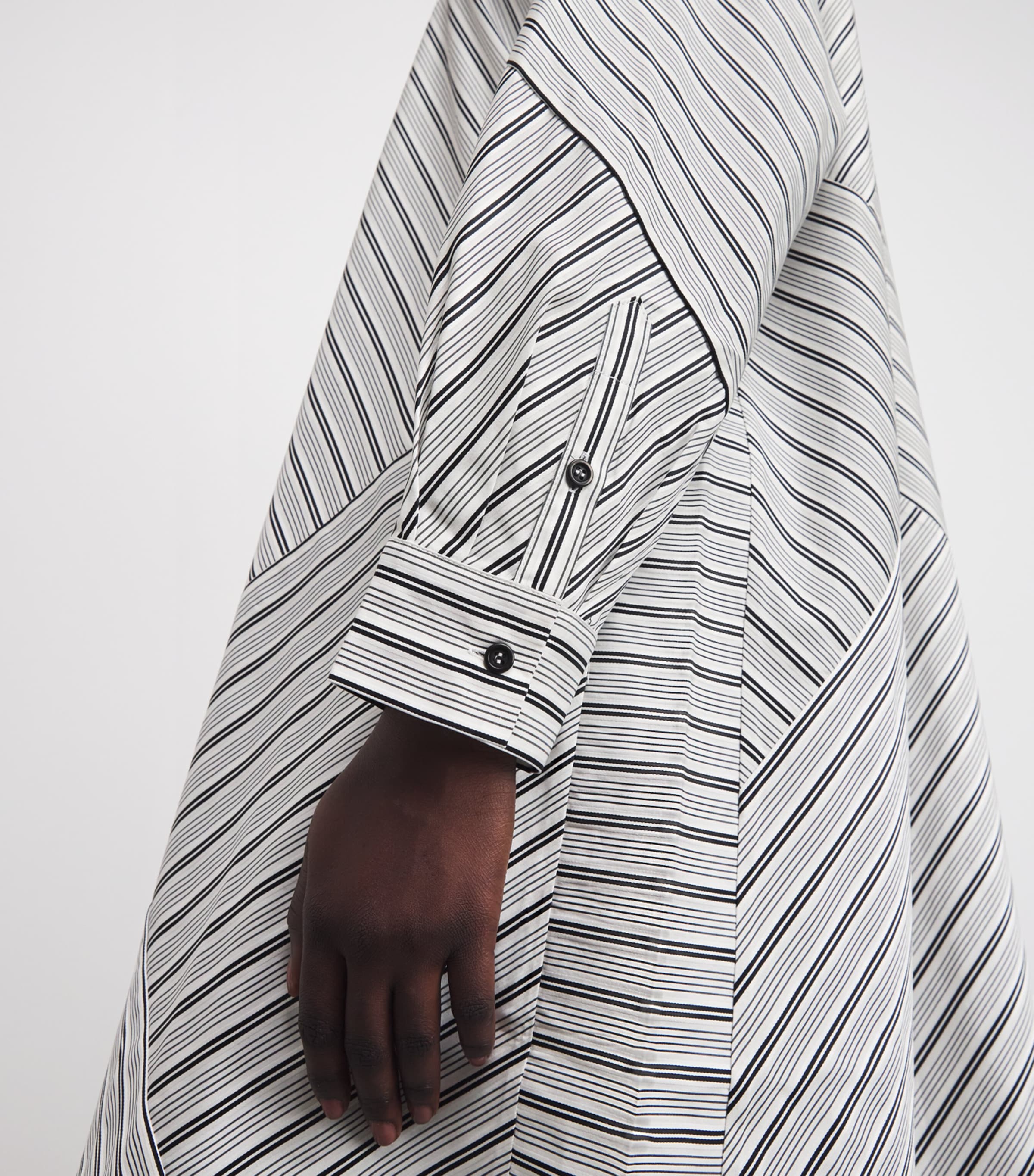 Stripe A-Line Midi Shirt Dress BLKSTRIPE Image 4