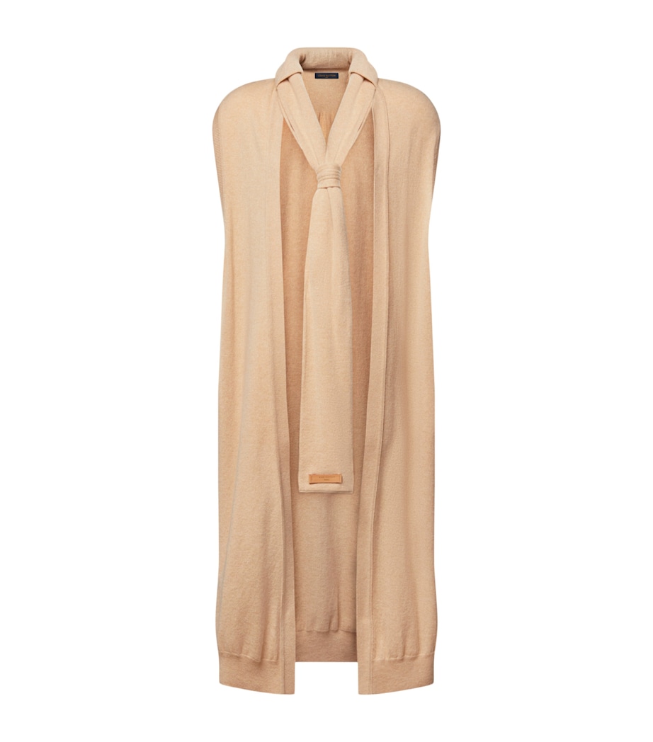 LOUIS VUITTON Womens Cashmere-Blend Sleeveless Longline Cardigan Straw Yellow Image 1