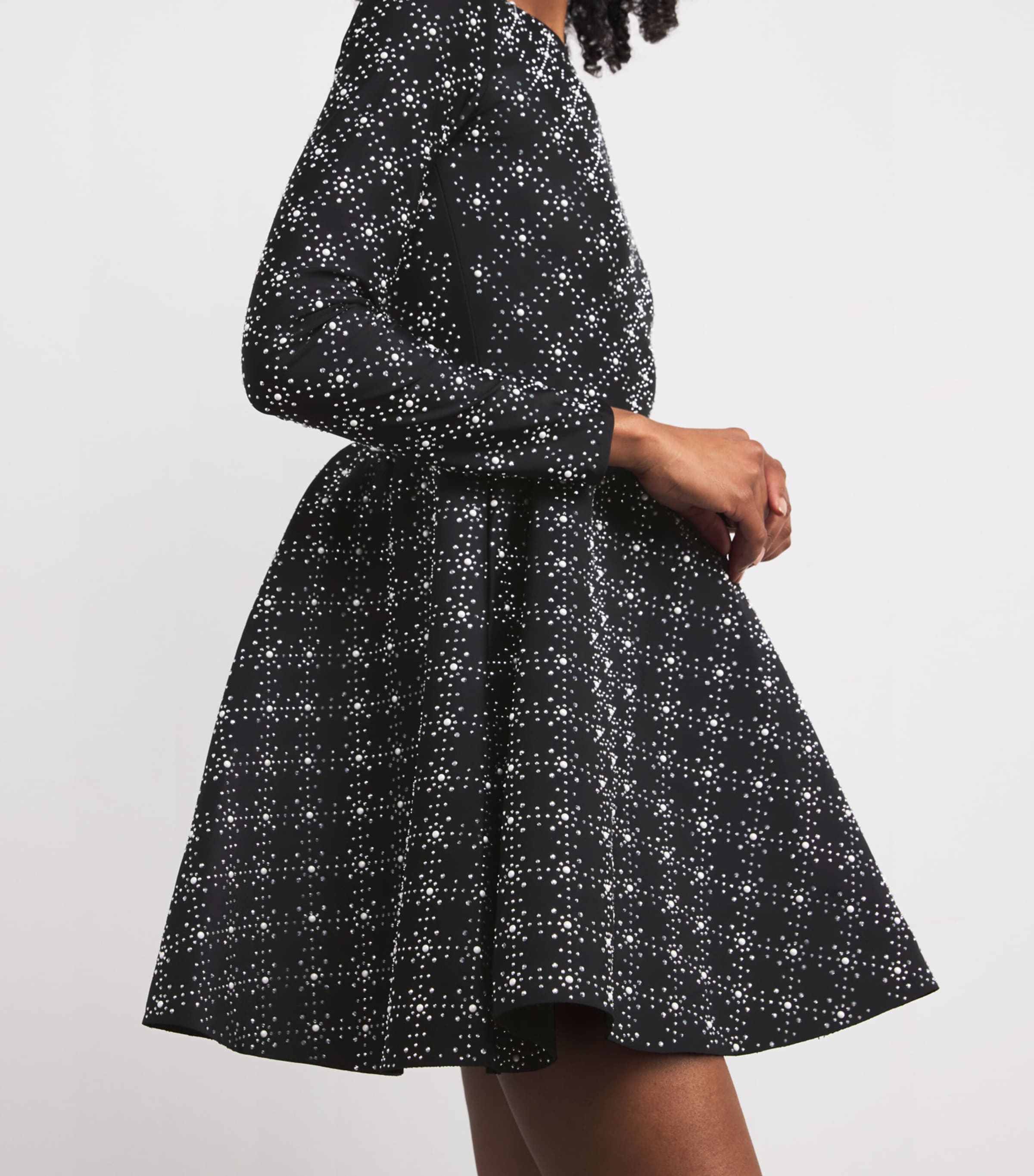 Embellished Mini Skater Dress BLACK Image 4