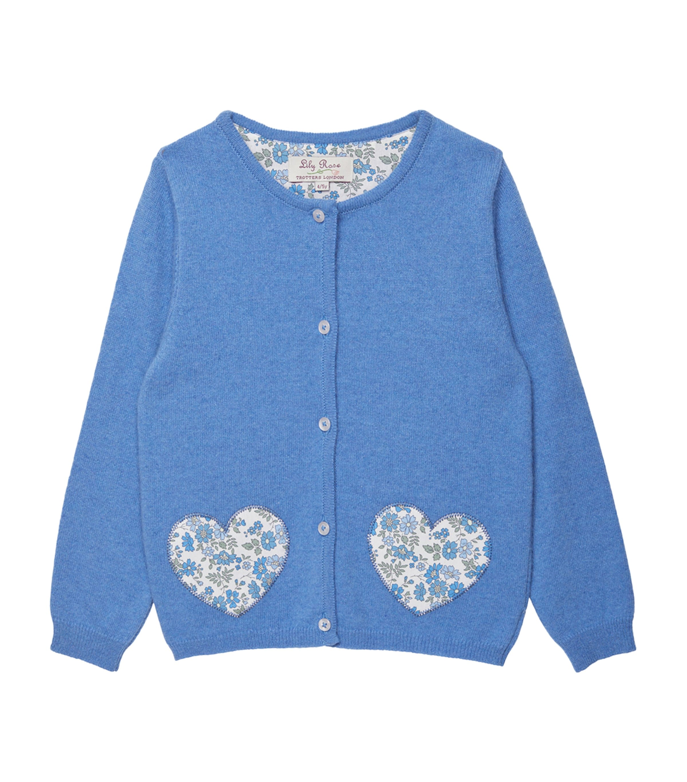 Trotters Kids' Floret Heart Cardigan In Blue