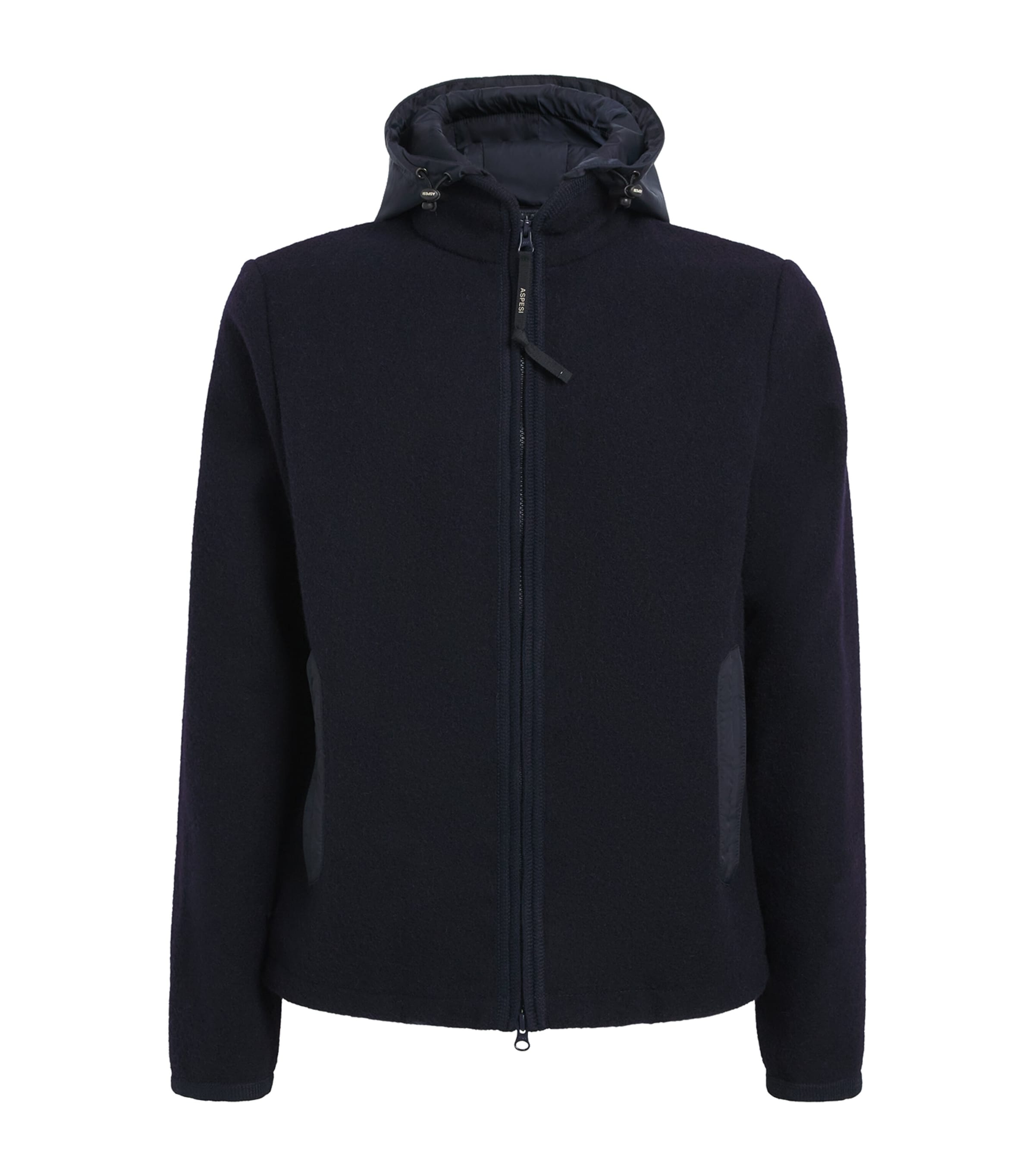 Aspesi Wool Hooded Jacket In Blue
