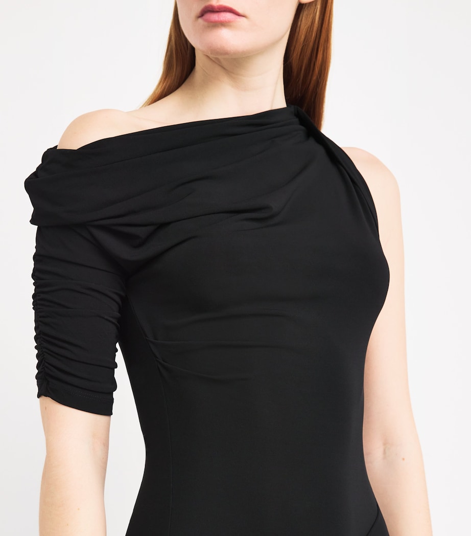 Jacquemus Womens Jersey Drapeado Mini Dress Black Image 6