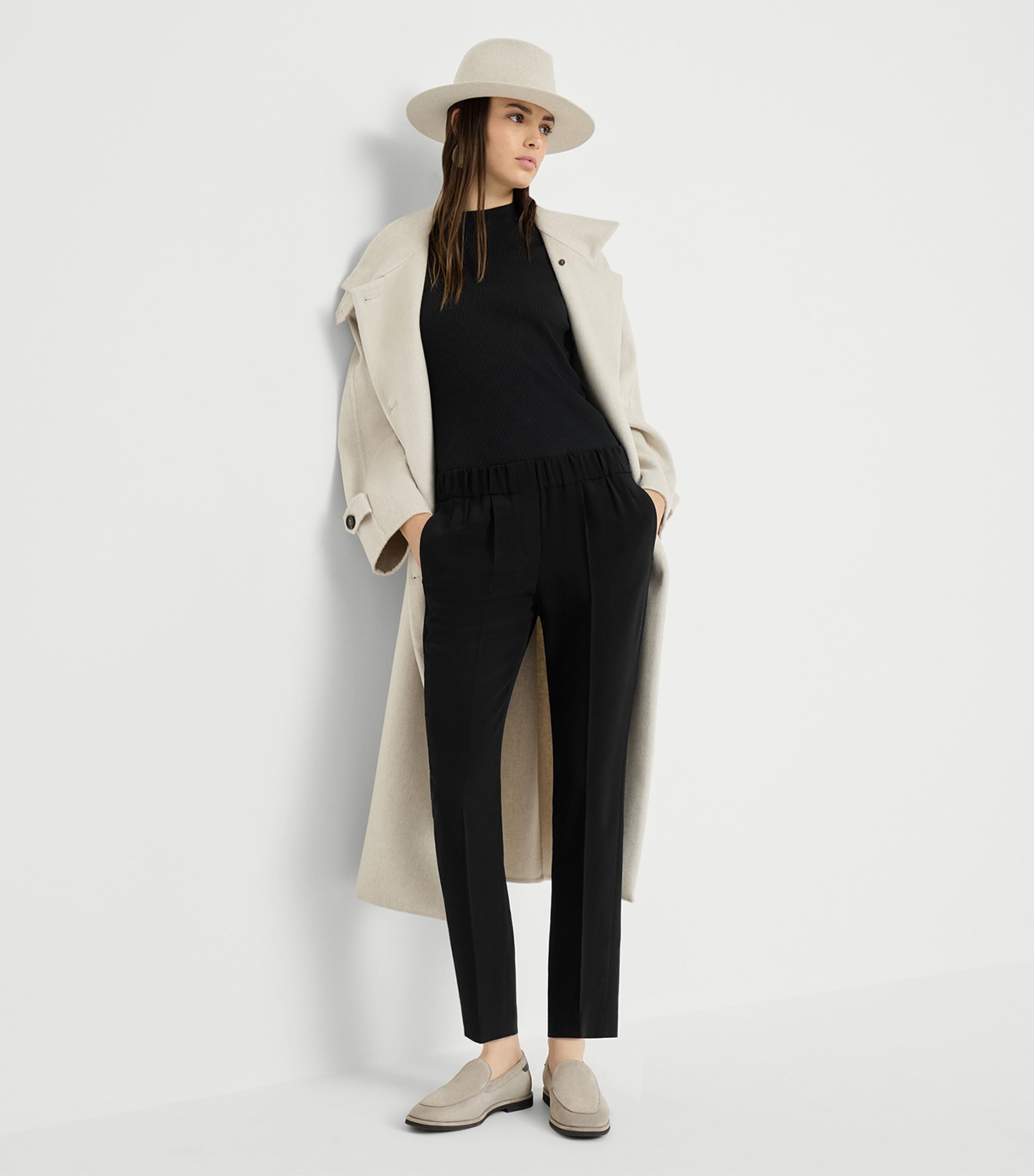 Brunello Cucinelli Womens Crepe Cady Slim Trousers Image 2