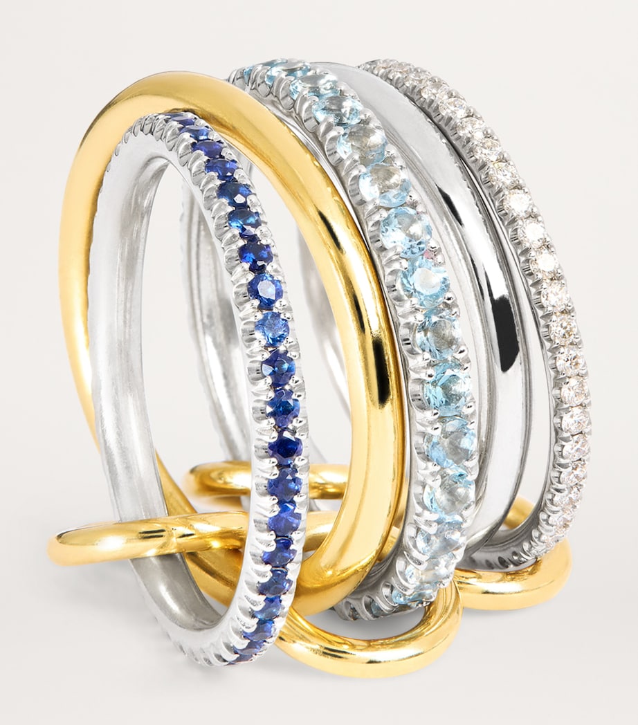 Mixed Gold, Diamond, Sapphire and Aquamarine Ring MIXED GOLD Image 4