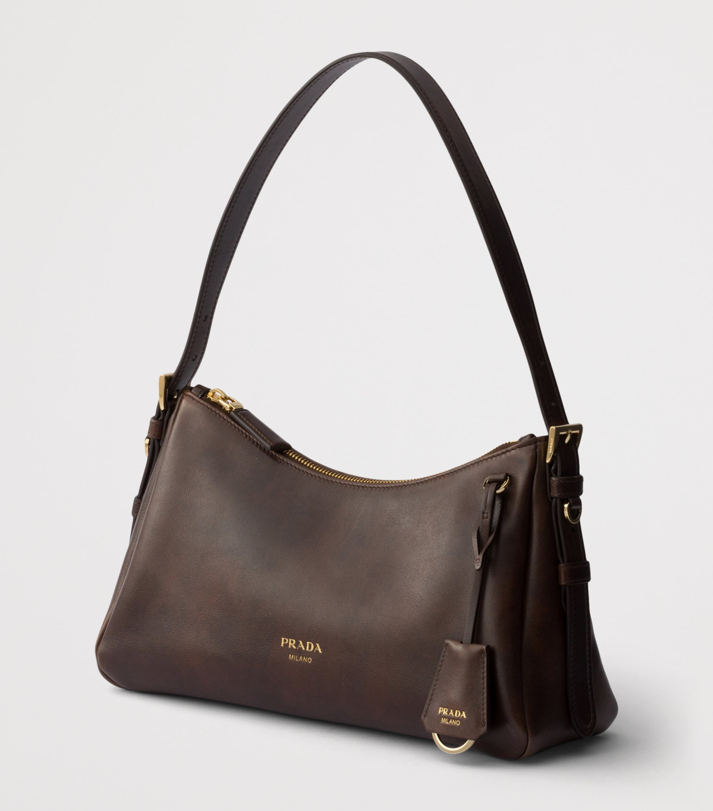 Prada Medium Leather Aimée Shoulder Bag Brown Image 2
