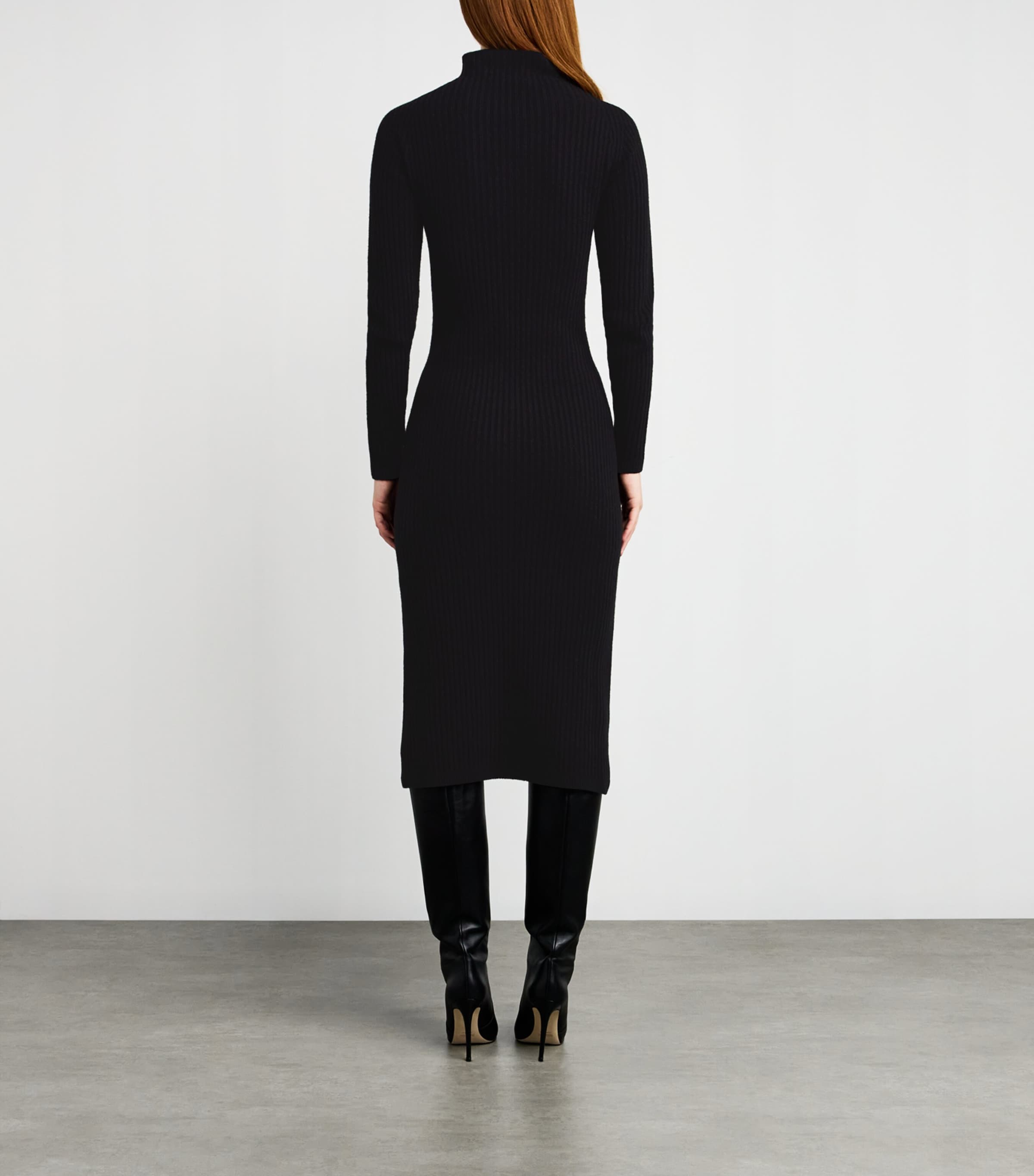 Wool-Cashmere Midi Dress BLACK Image 3