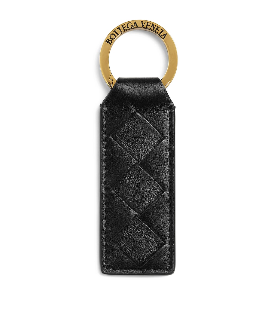 Bottega Veneta Black Leather Tab Keyring Harrods AE