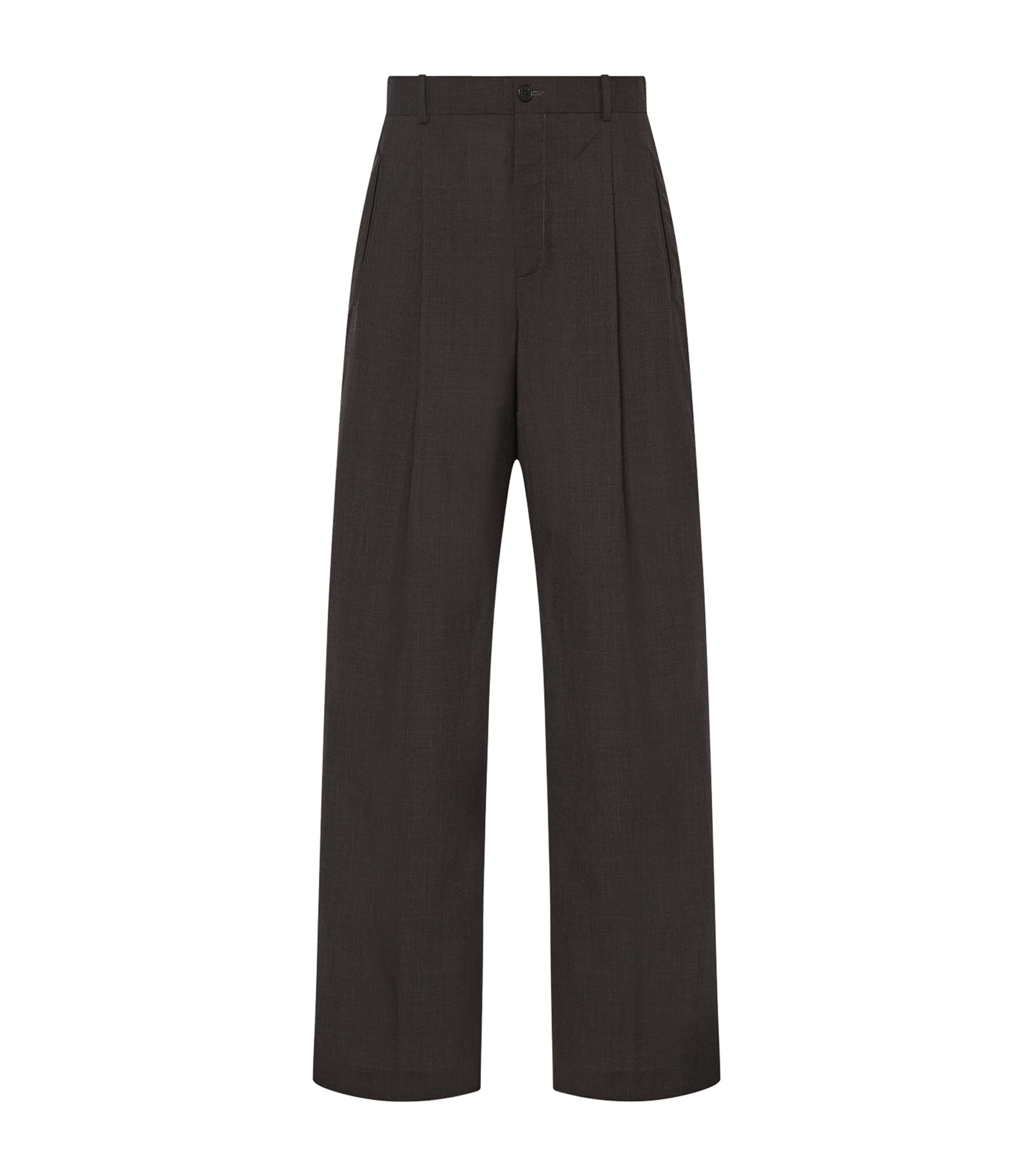 The Row Mens Thom Wool Trousers Dark Brown Image 1