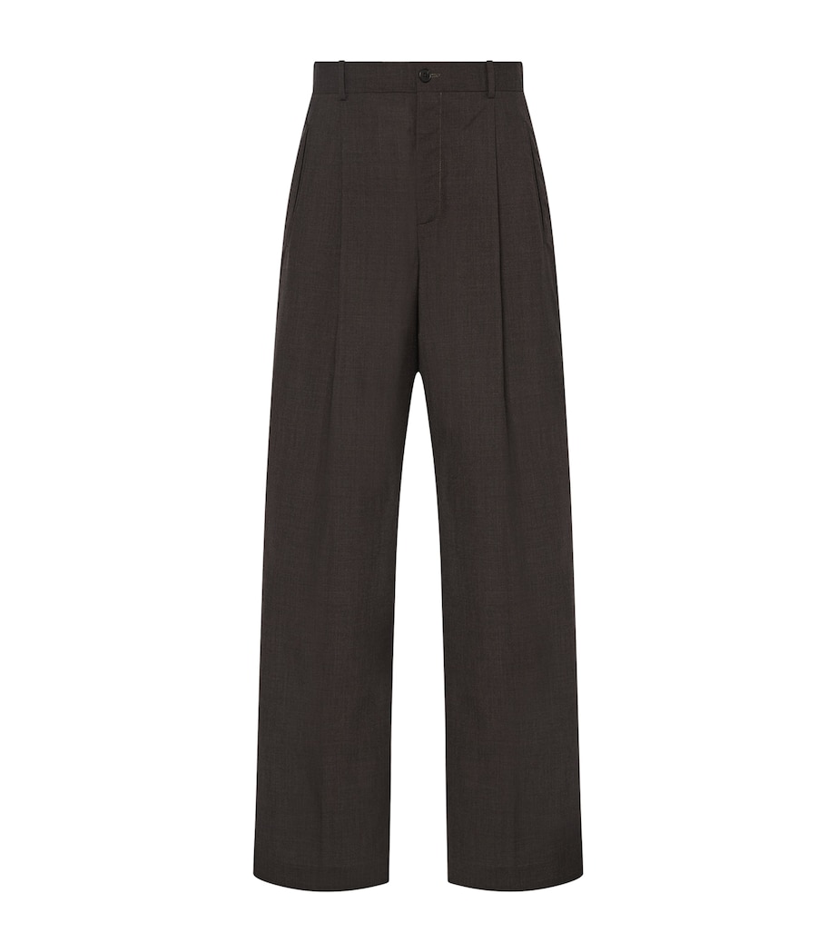 The Row Mens Thom Wool Trousers Dark Brown Image 1