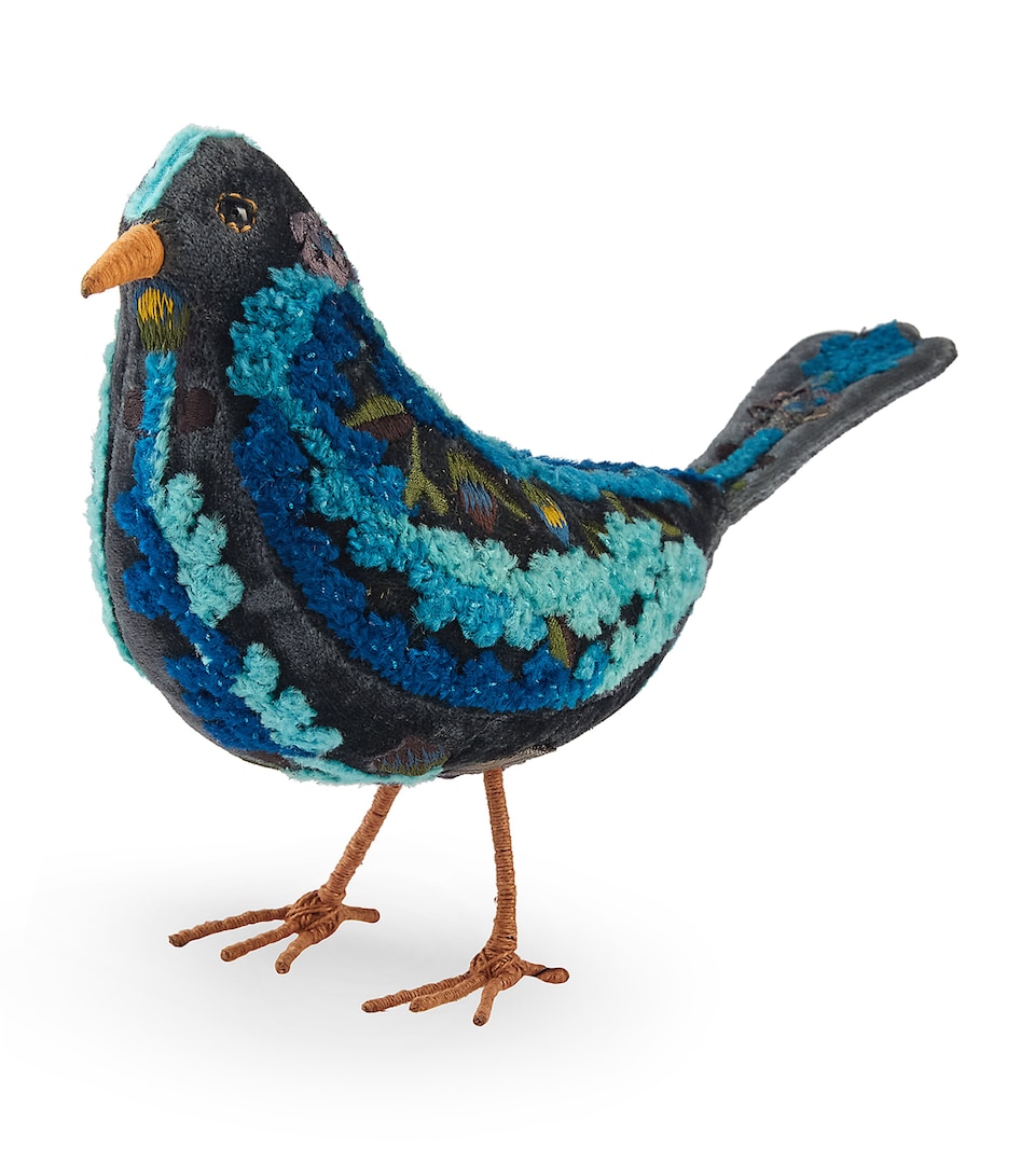 Embroidered Black Bird Ornament