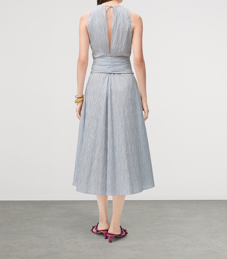 LOEWE Womens x Paula's Ibiza Cotton-Blend Midi Dress Blue/white Image 5