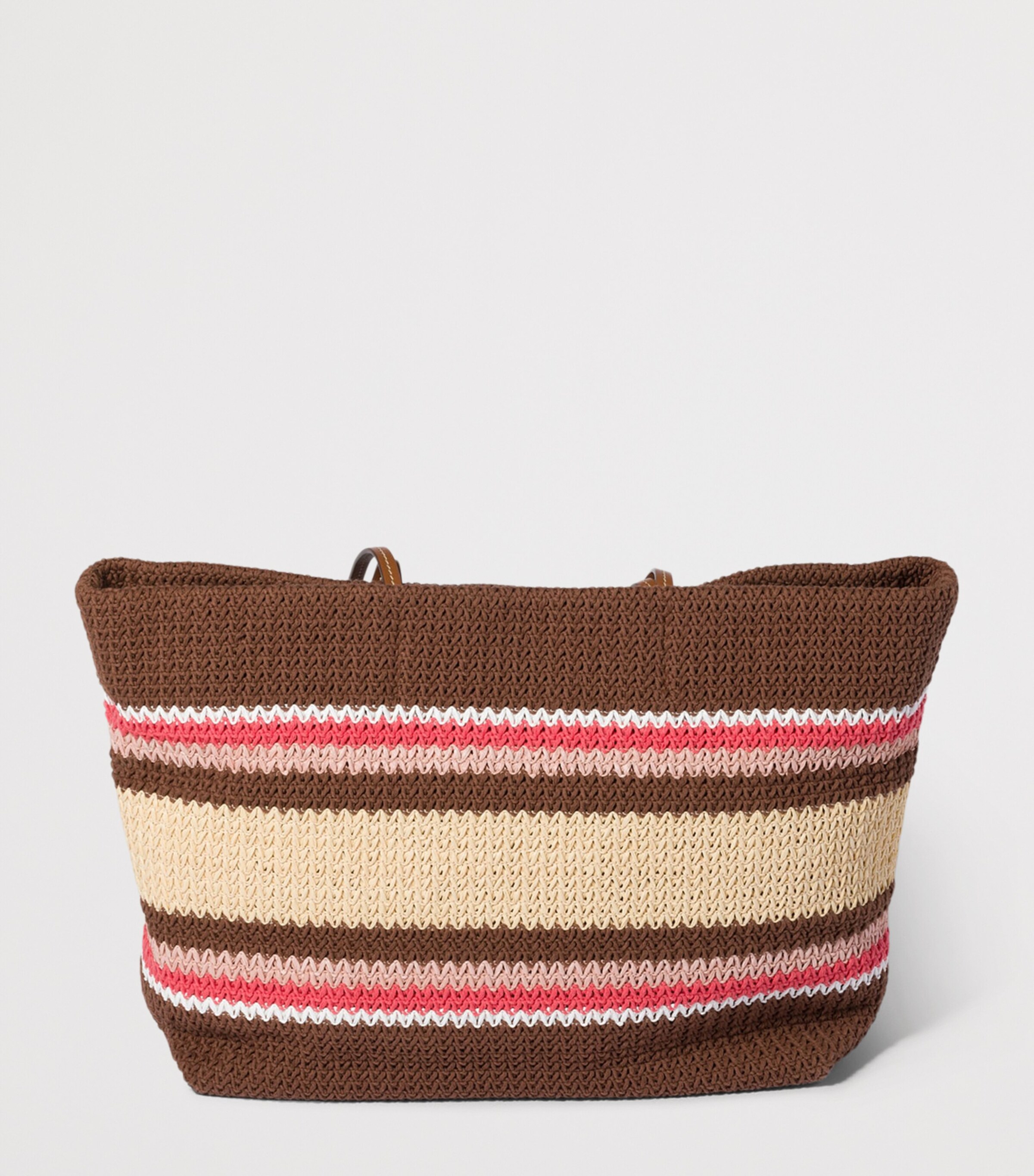 Miu Miu Woven Stripe Tote Bag Brown Image 3
