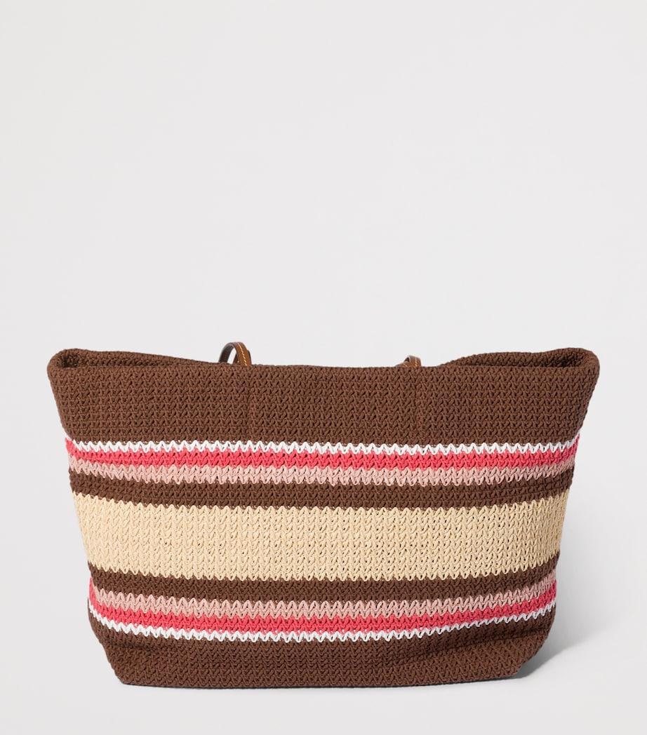 Miu Miu Woven Stripe Tote Bag Brown Image 3
