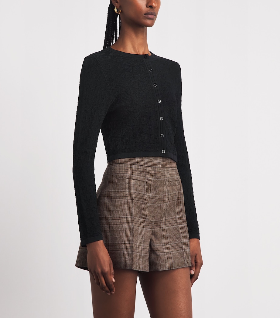 Sandro Paris Womens Pointelle-Knit Cropped Cardigan Black Image 4