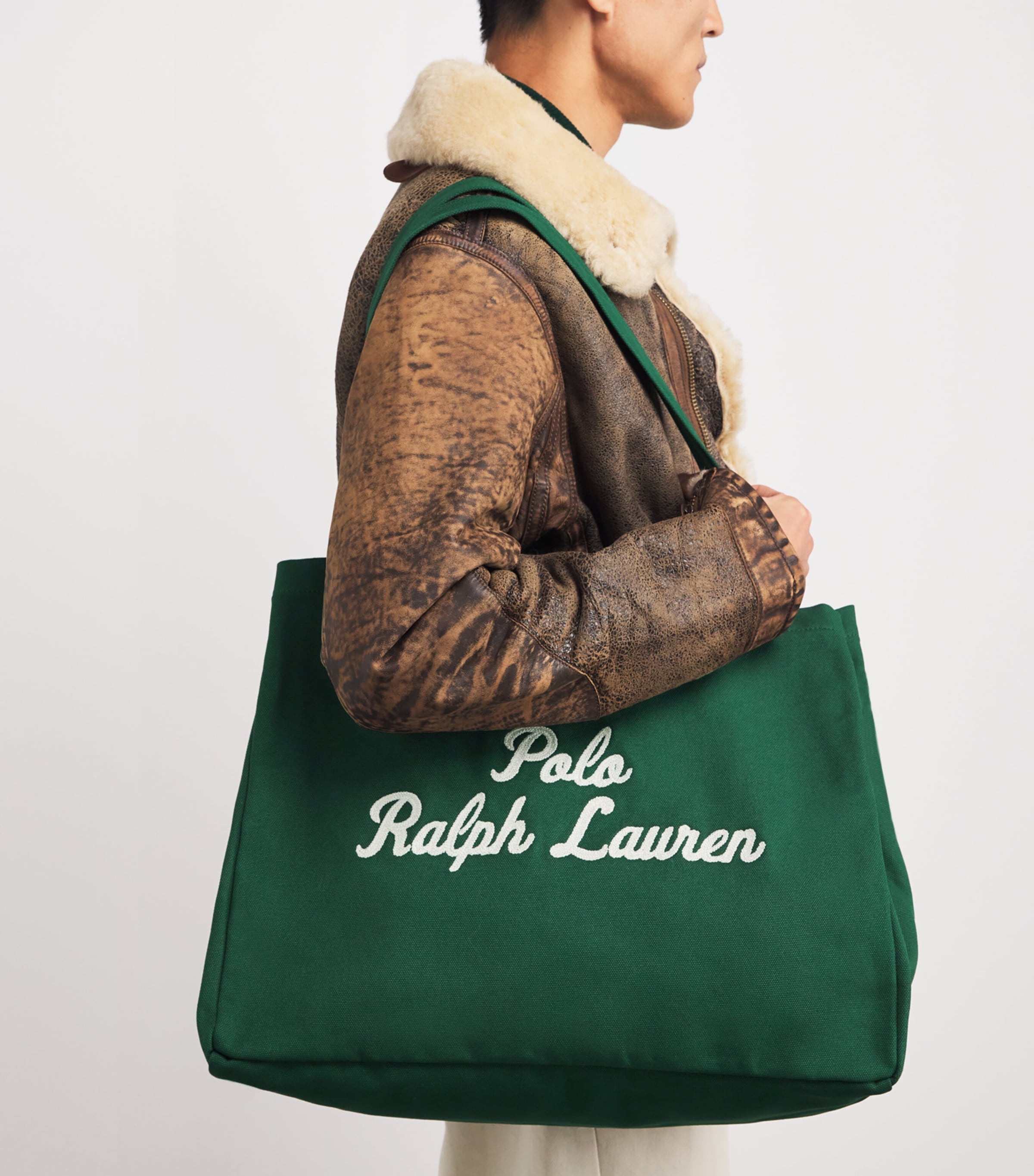 Cotton Logo Tote Bag GREEN Image 5