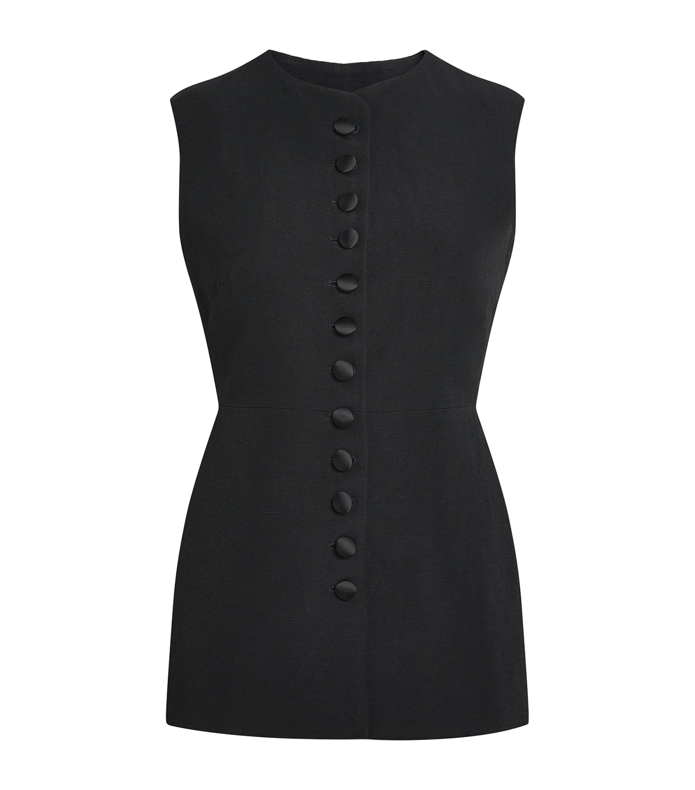 Liberowe Womens Linen-Blend Crepe Jayla Top Black Image 1