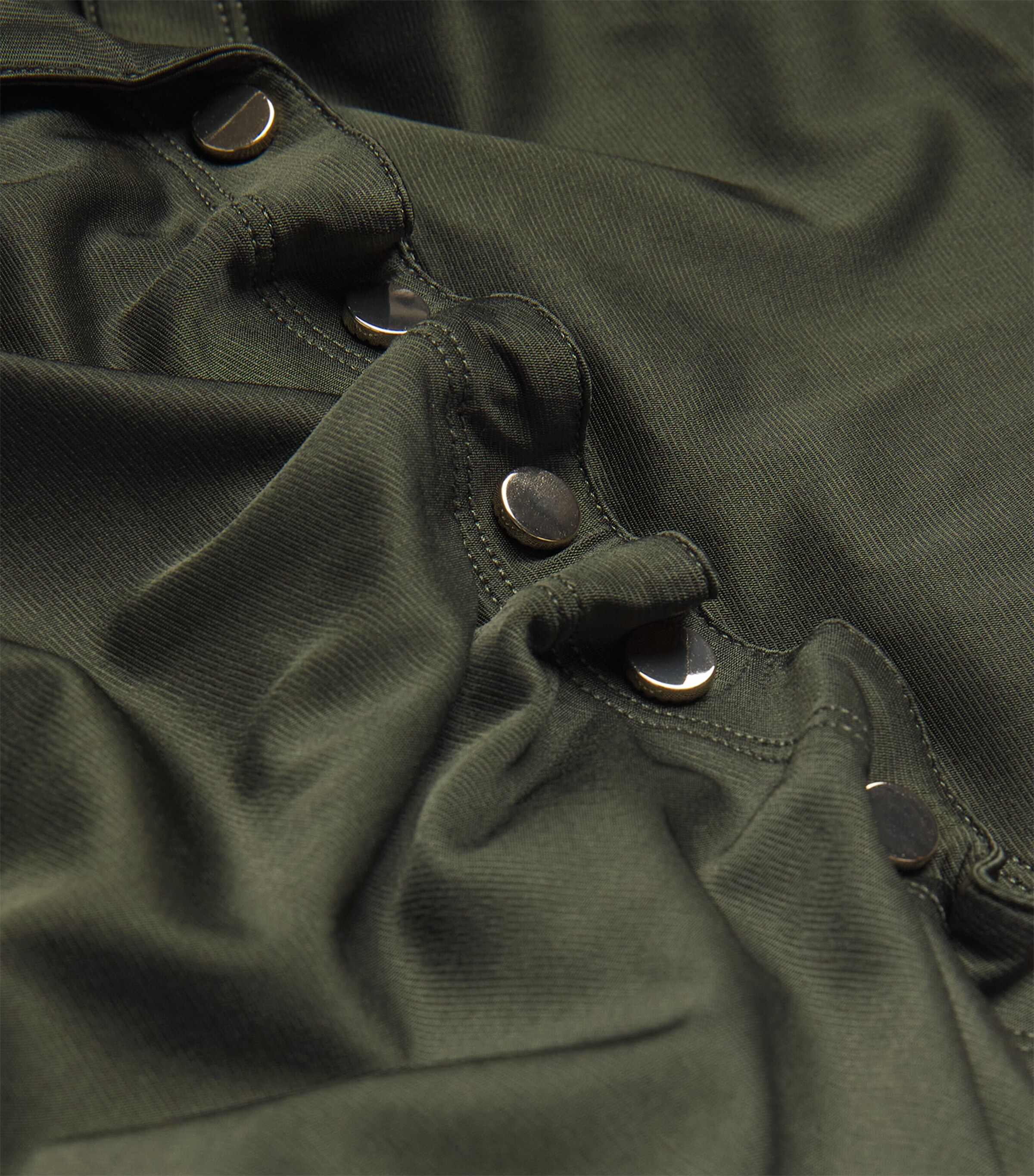 Asymmetric Ruched Mini Shirt Dress P319 NEW KAKI Image 5