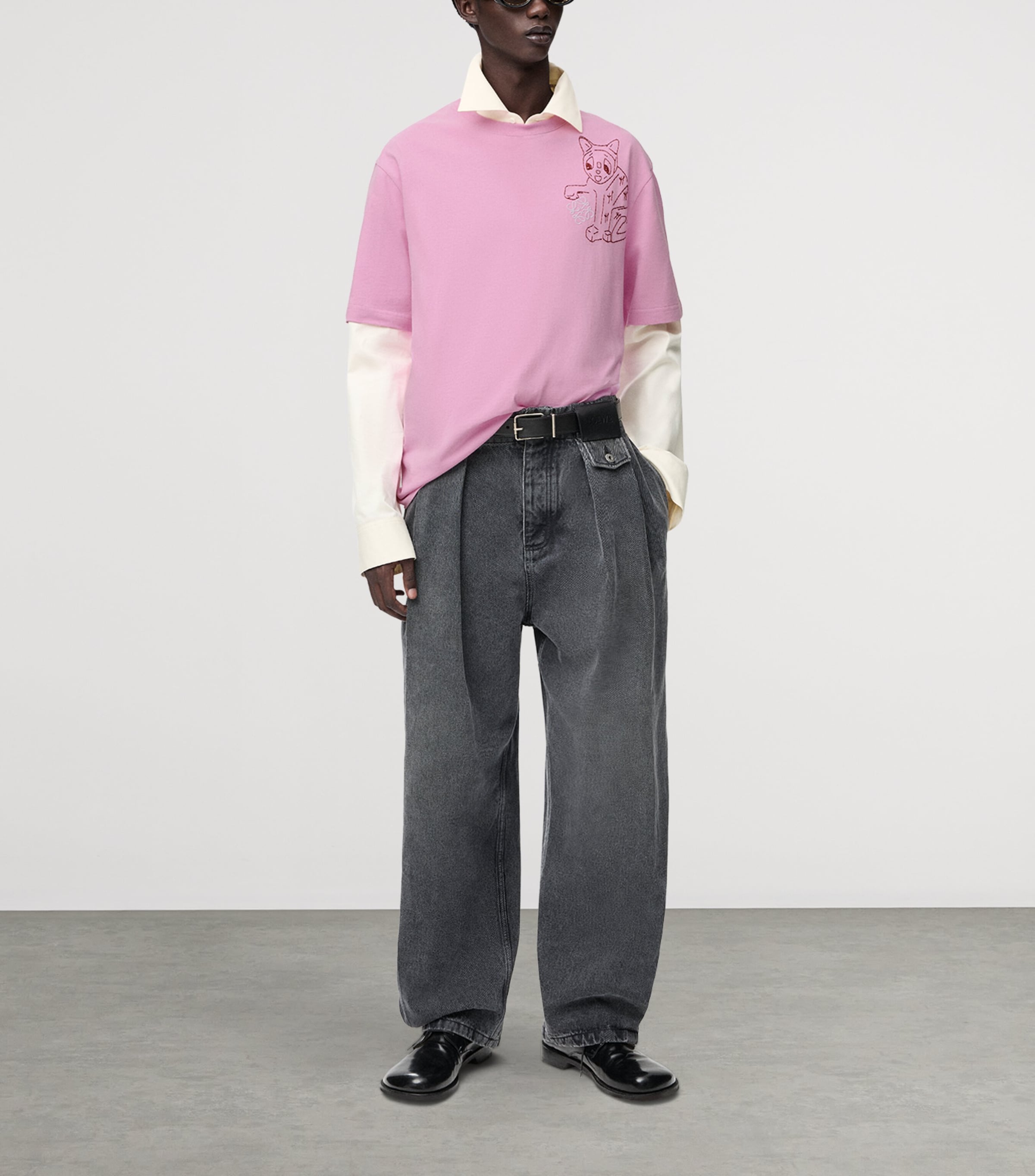 x Louis Wain Cotton-Blend Anagram Cat Loose T-shirt PINK Image 2