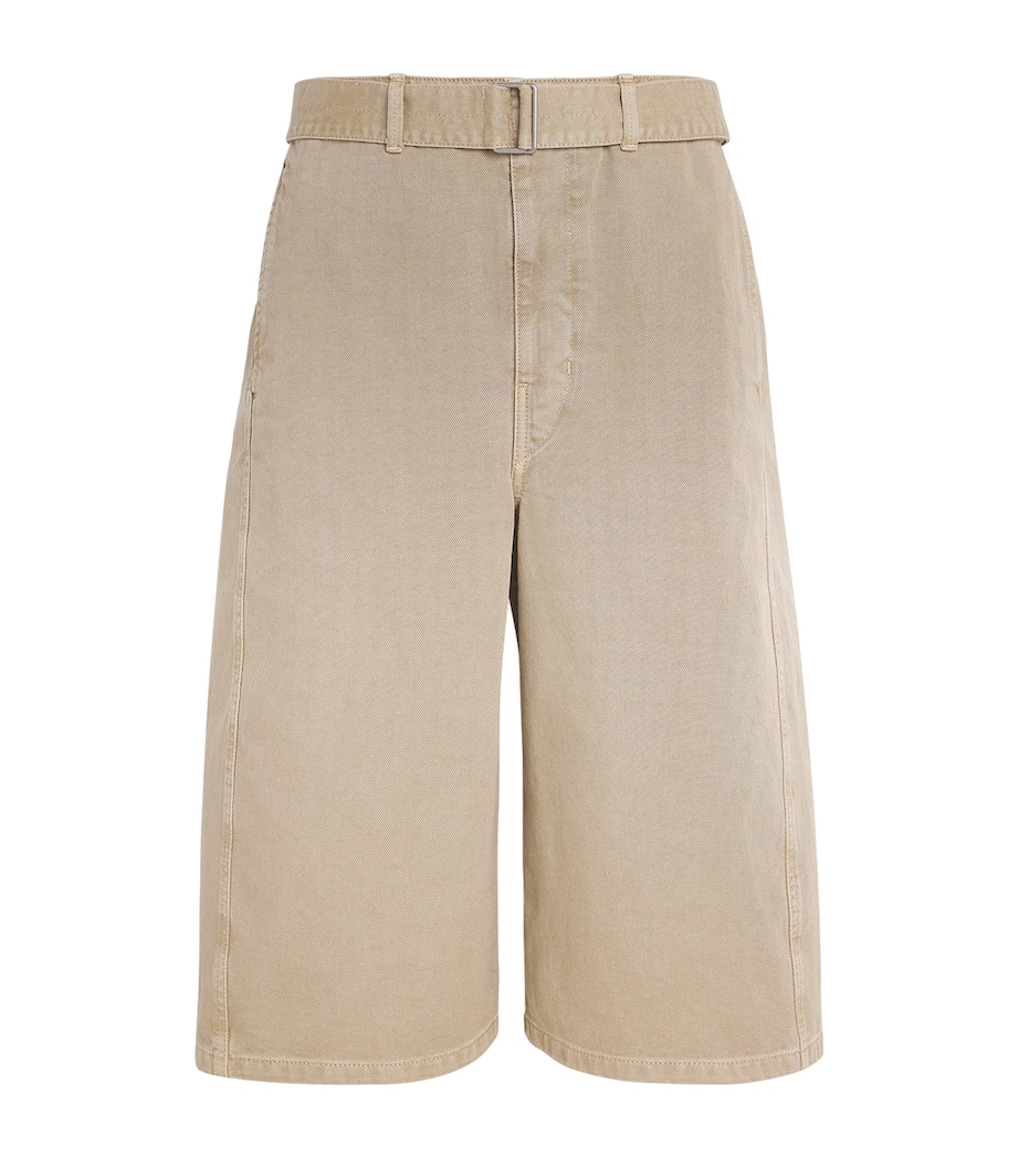 Lemaire Mens Denim Belted Twisted Shorts Beige Image 1