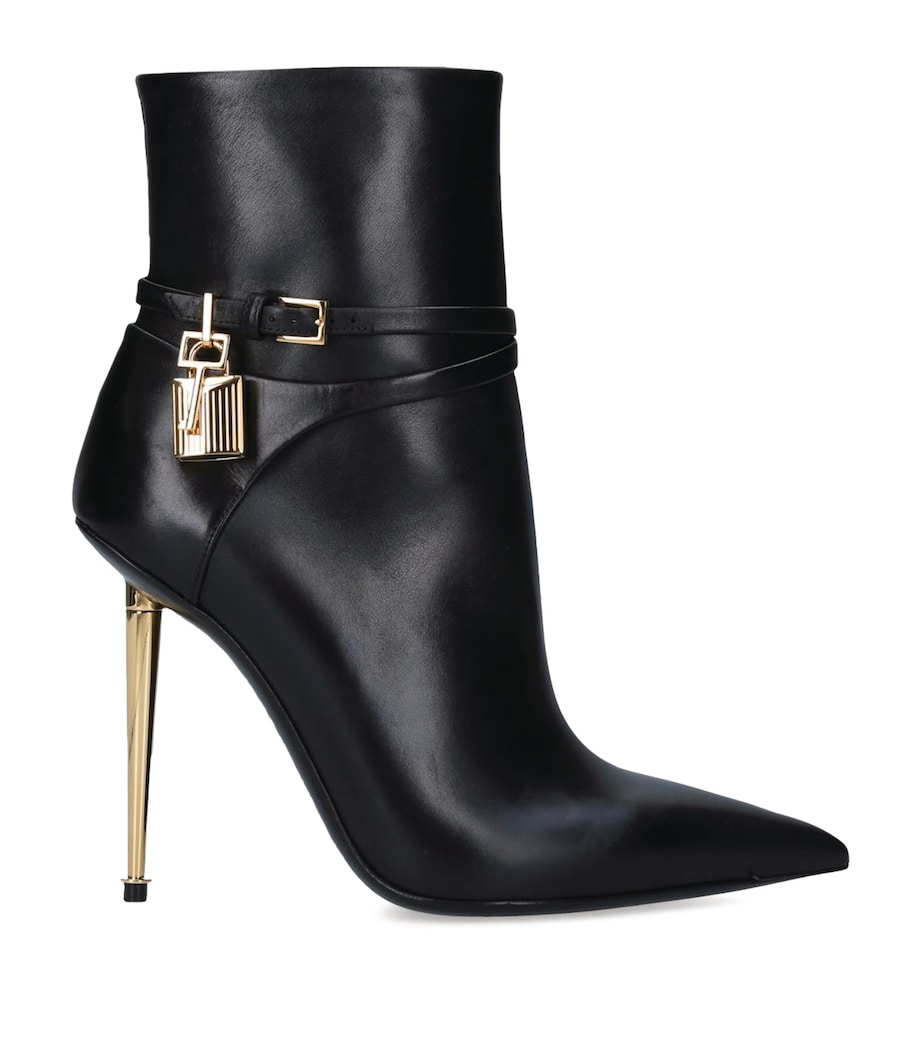 Leather Padlock Ankle Boots 105 BLACK Image 3
