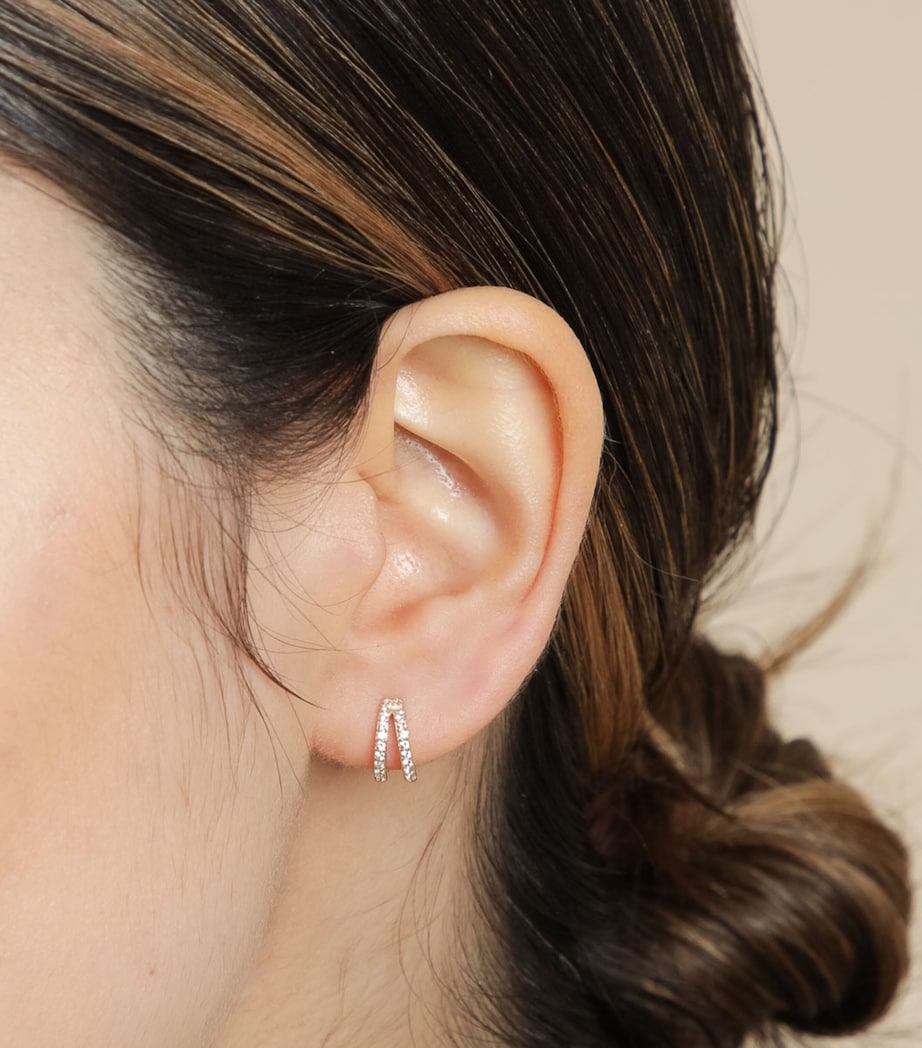 Astrid & Miyu White Gold and Topaz Illusion Huggie Earrings White Gold Image 2
