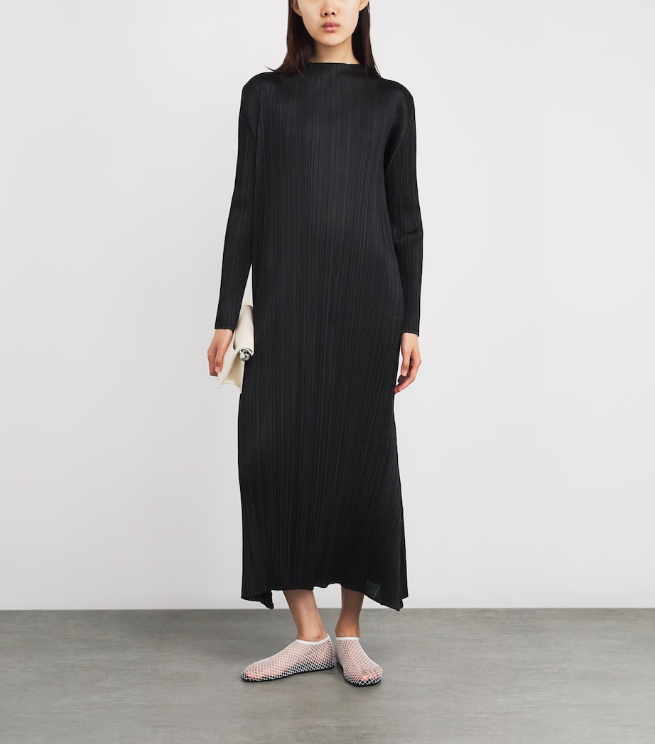 Long-Sleeve Midi Dress BLACK Image 2