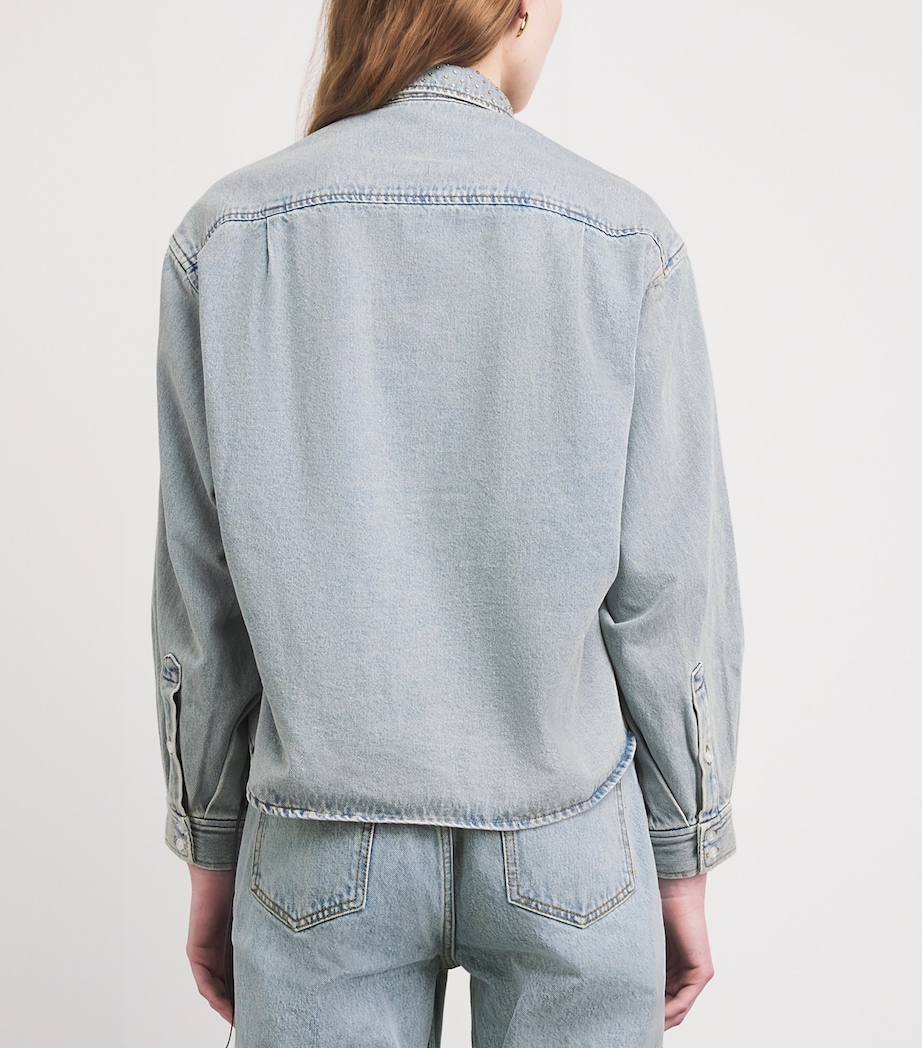 Sandro Paris Womens Denim Embellished Shirt Light Bu Jean Image 5
