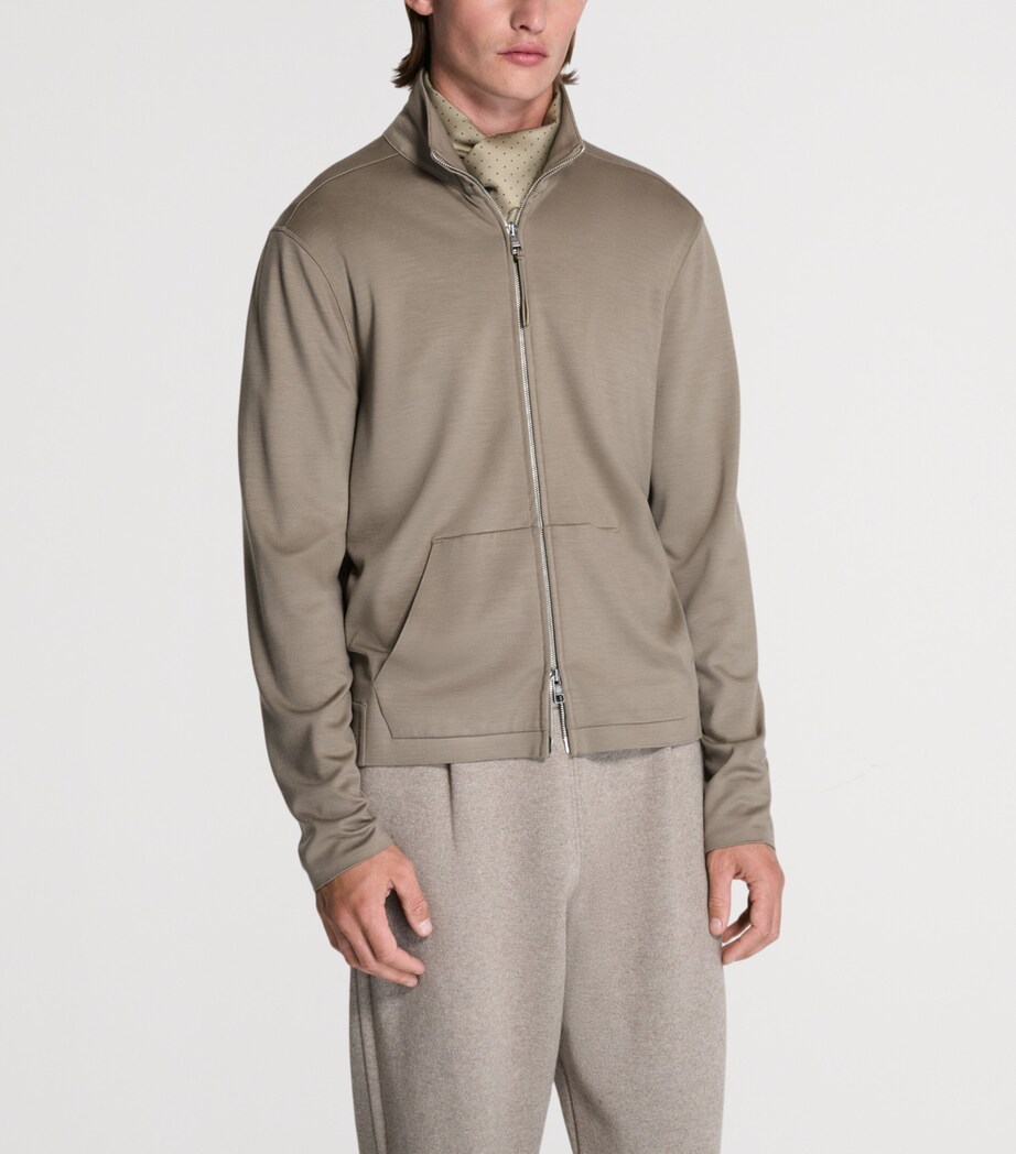 Dunhill Mens Wool-Cashmere Track Jacket Khaki Image 4