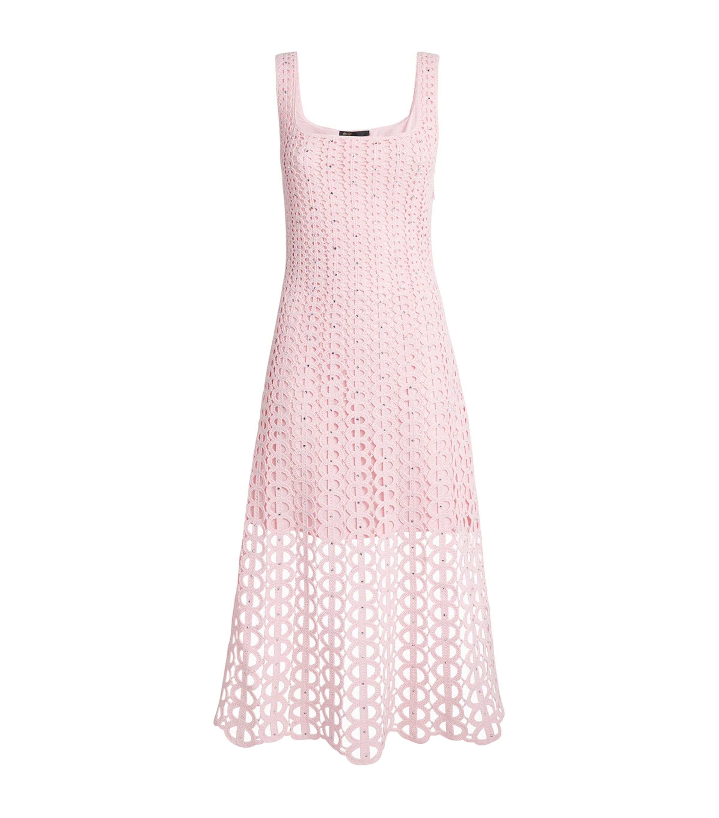 Maje Womens Embellished Crochet Midi Dress Pink Image 1