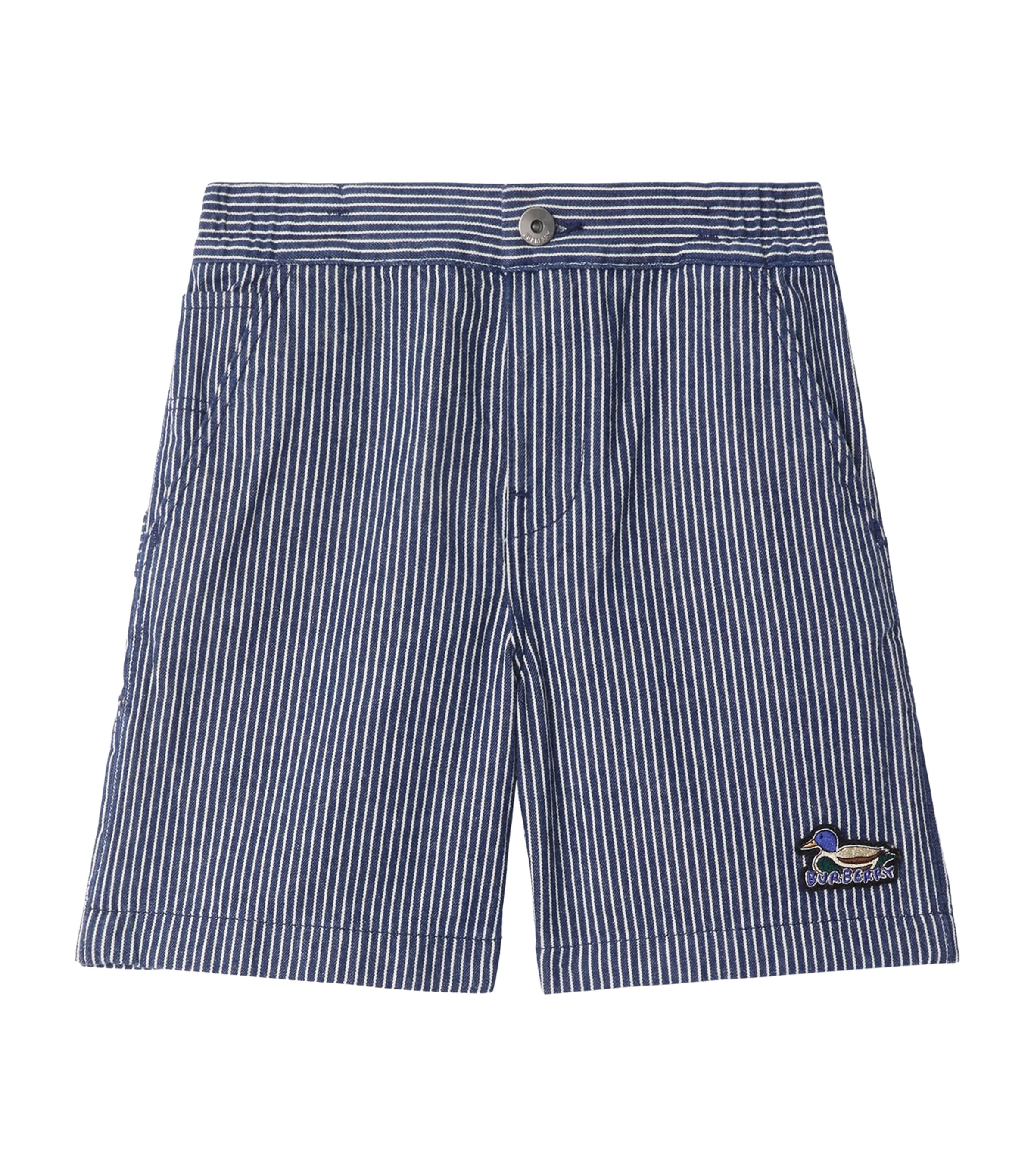 Burberry Boy's Django Stripe Shorts In Blue
