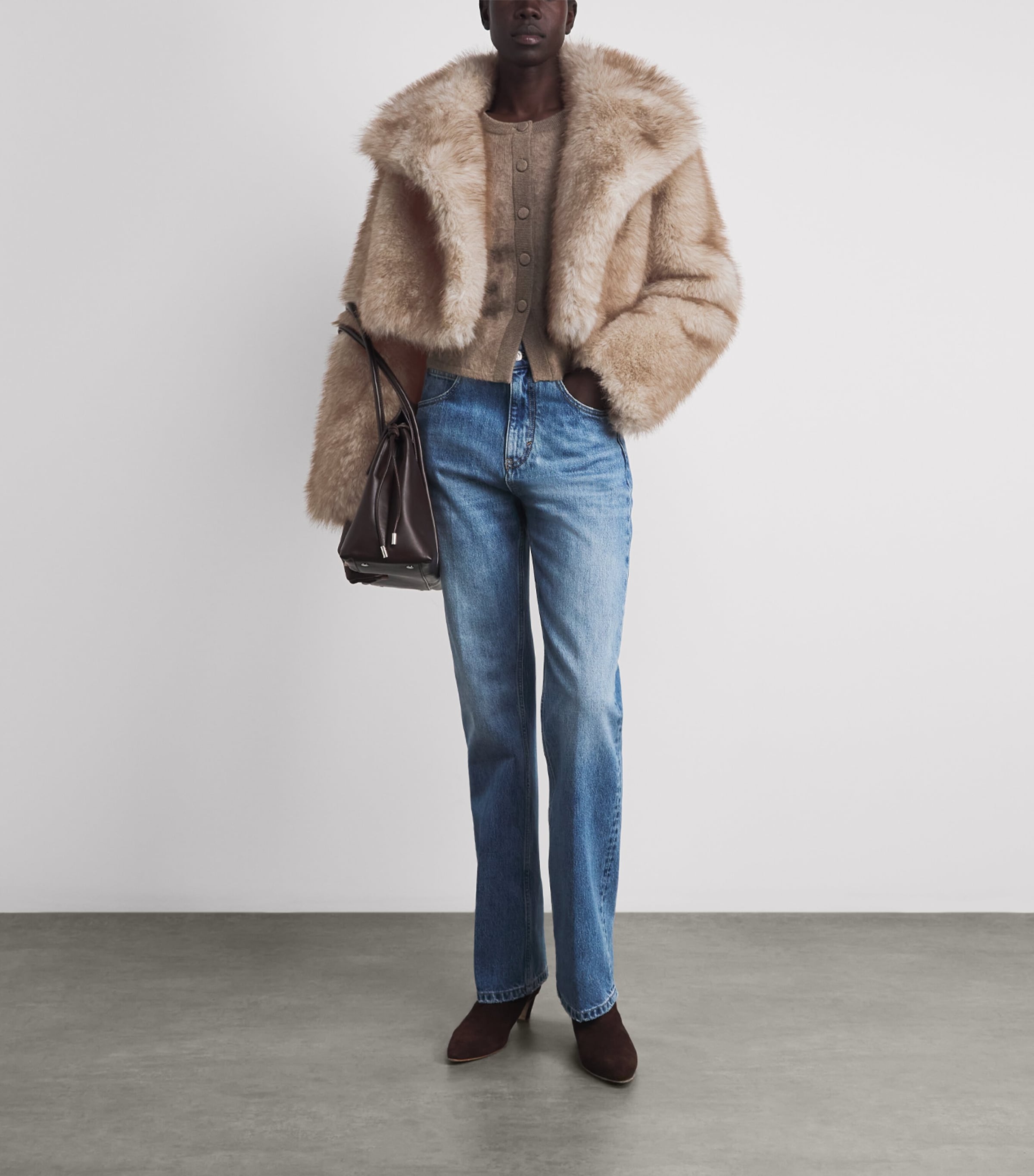 Toccin Womens Faux Fur Bellamy Jacket Fawn Image 2