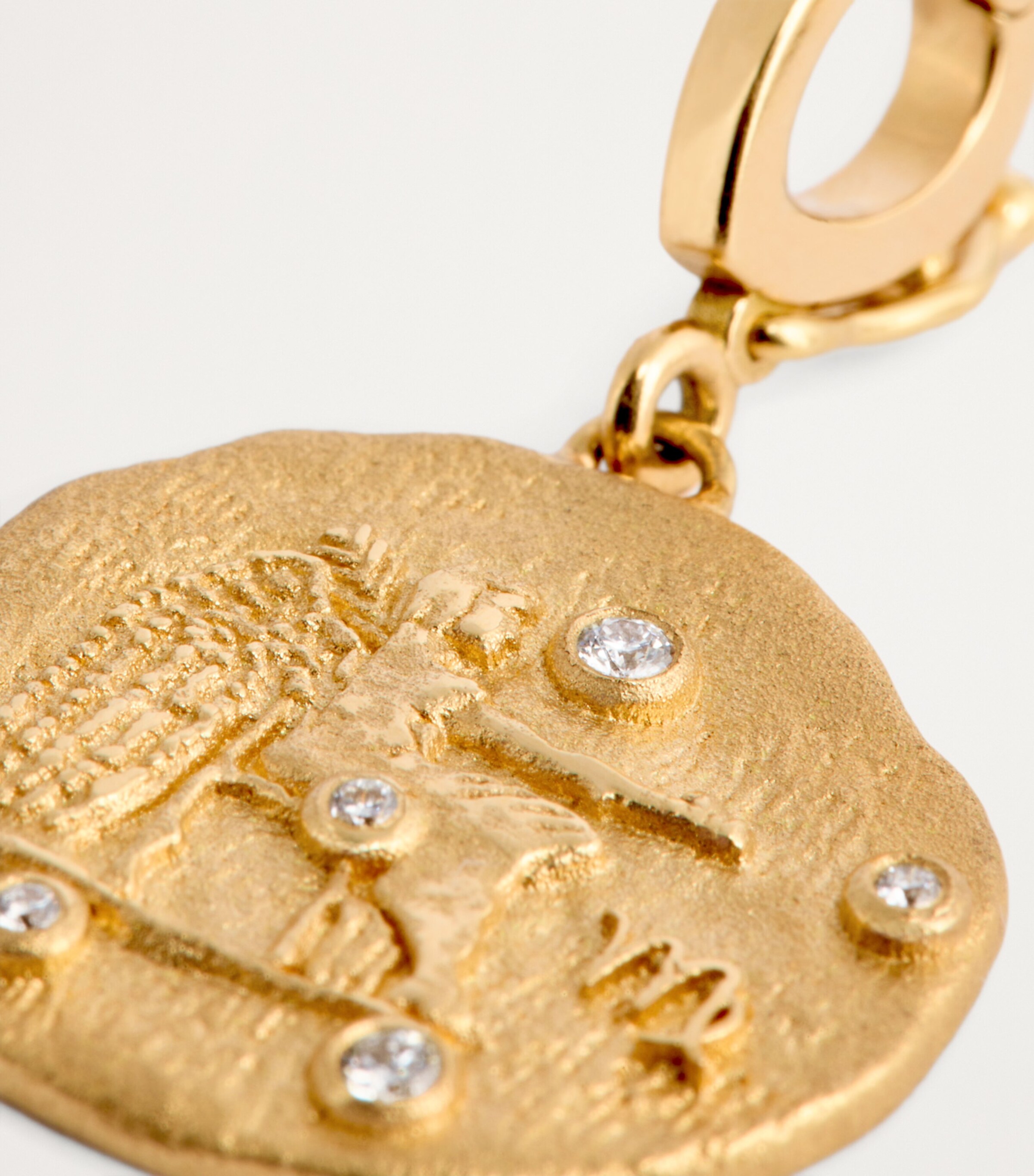 Small Yellow Gold and Diamond Virgo Coin Charm YELLOW GOLD Image 6