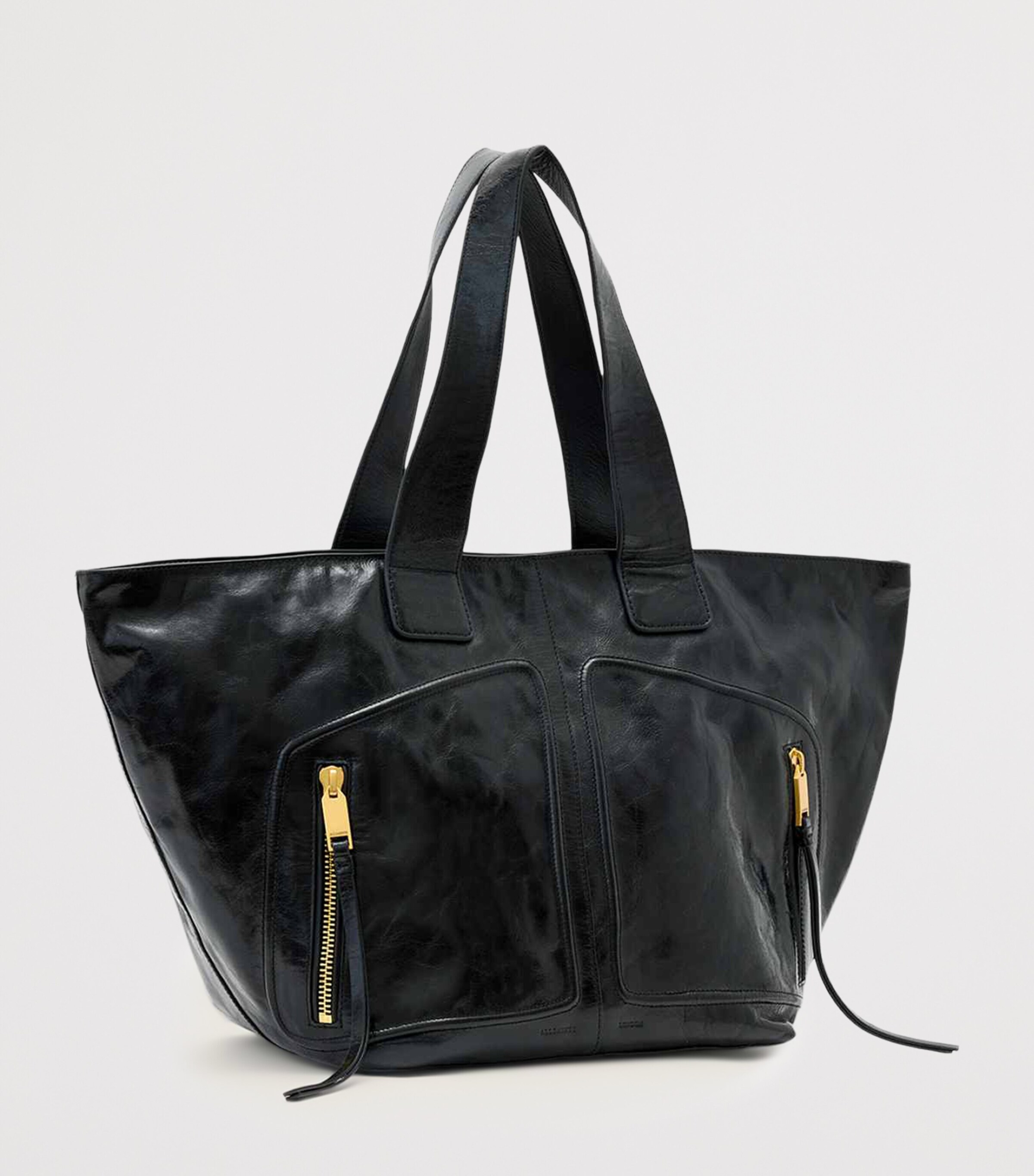 AllSaints Leather Jean Rey Tote Bag Black Image 4