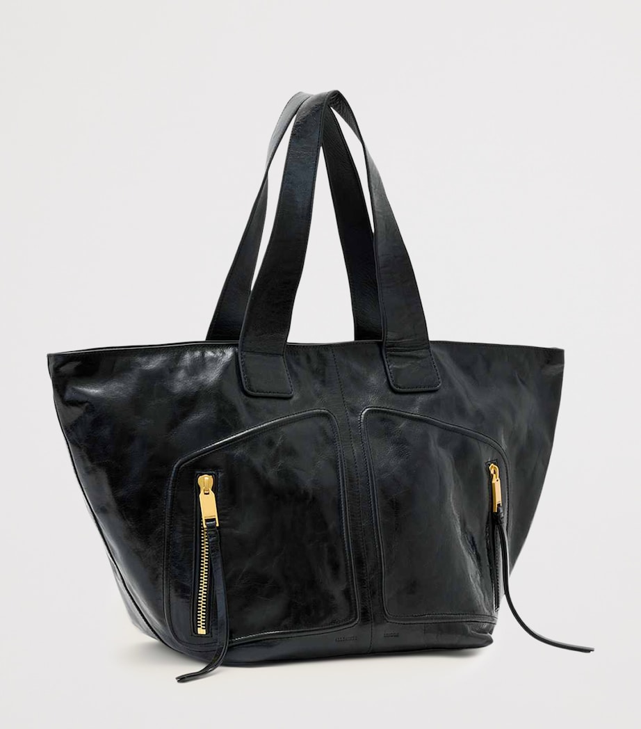 AllSaints Leather Jean Rey Tote Bag Black Image 4