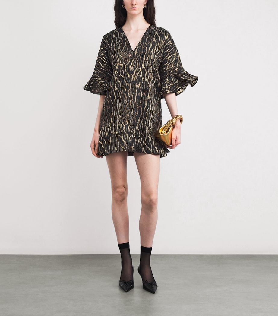 Metallic Leopard Jacquard Mini Dress 01X ANTIQUE BRONZE Image 2