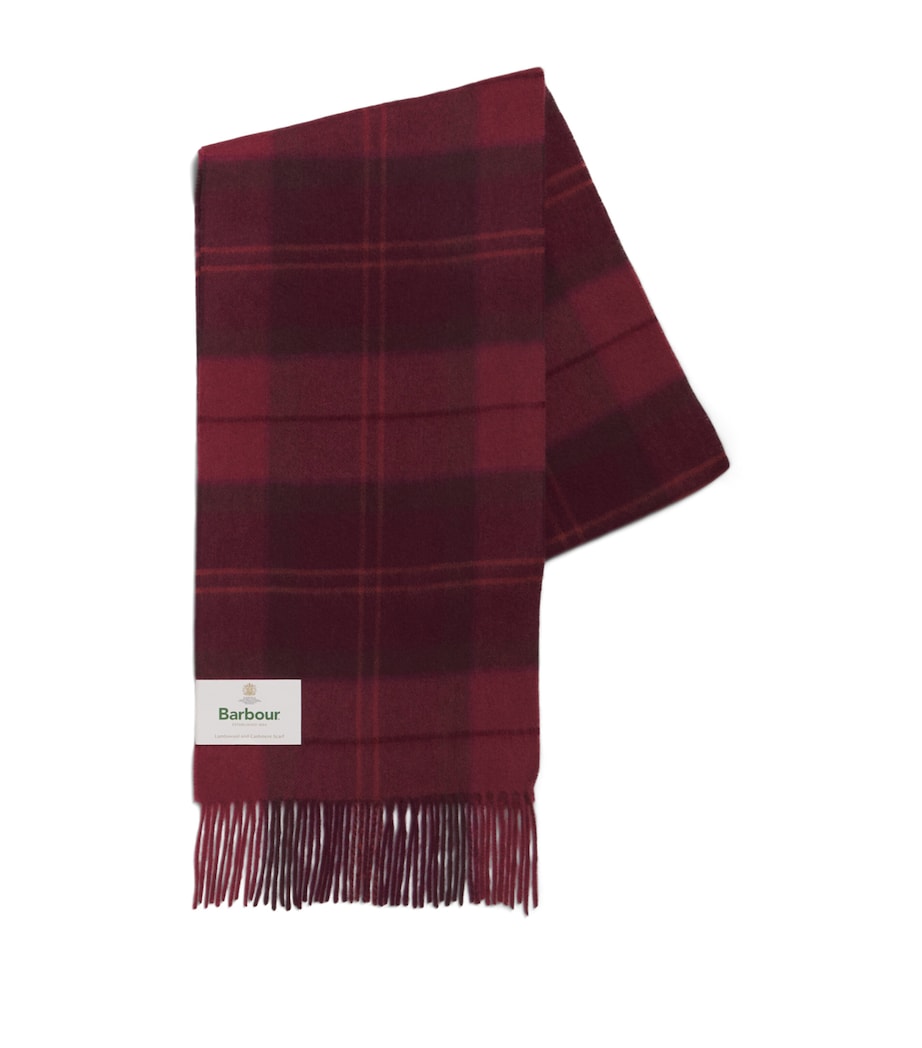 Barbour Wool-Cashmere Mineral Tartan Scarf Crimson Heather Image 1
