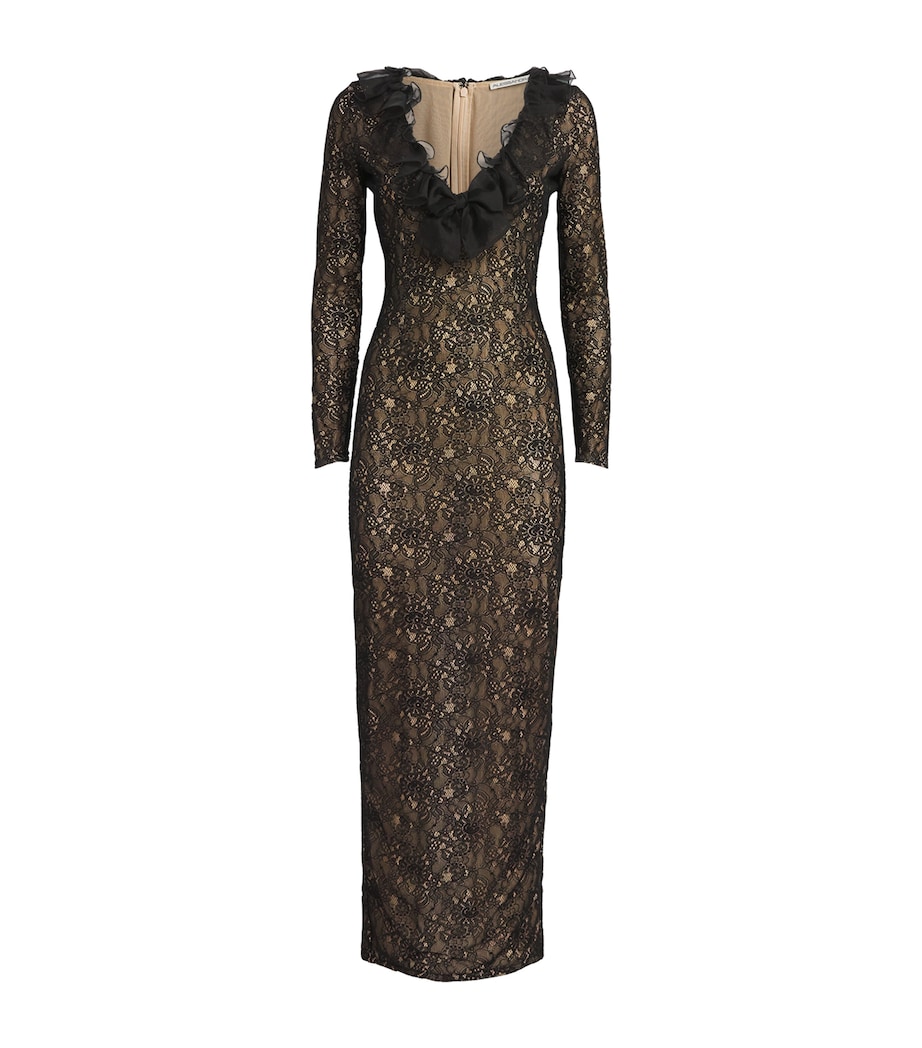 Alessandra Rich Womens Stretch-Lace Maxi Dress Black Image 1