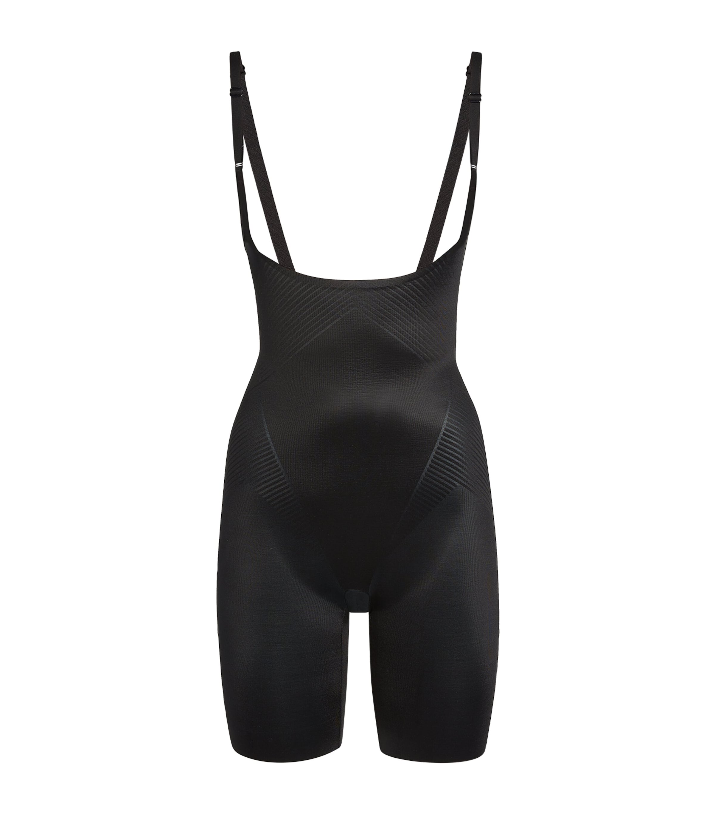 Shop Spanx Open-bust Mid-thigh Bodysuit - Medium Control In Black