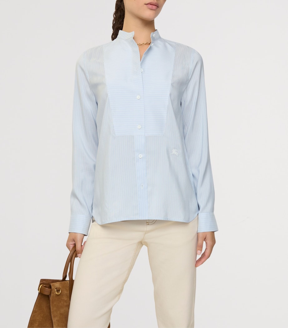 Silk Poplin Stripe Shirt ICE BLUECHLK WHT ST Image 2