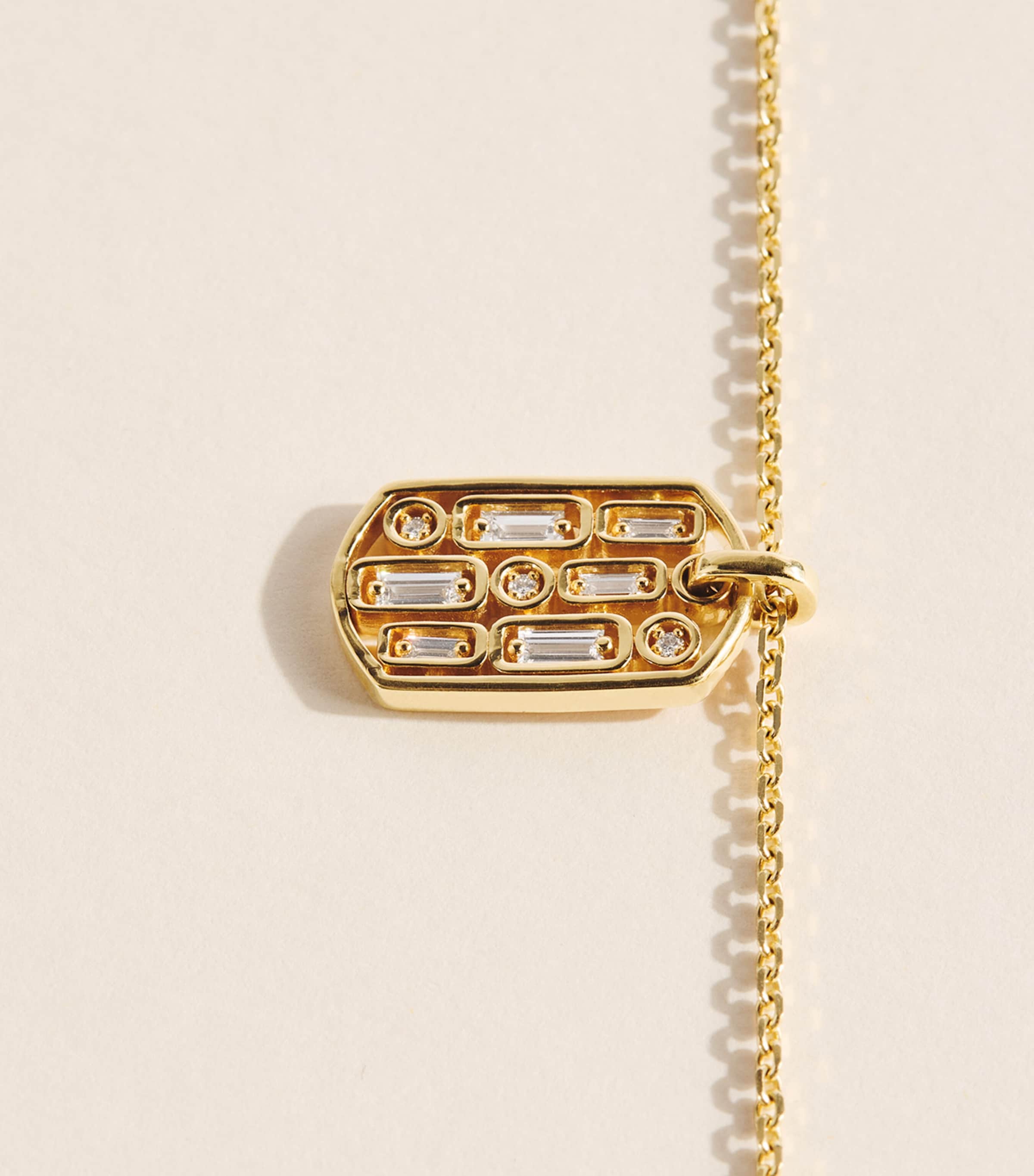 Suzanne Kalan Yellow Gold and Diamond Dog Tag Pendant Necklace Yg/wd Image 5