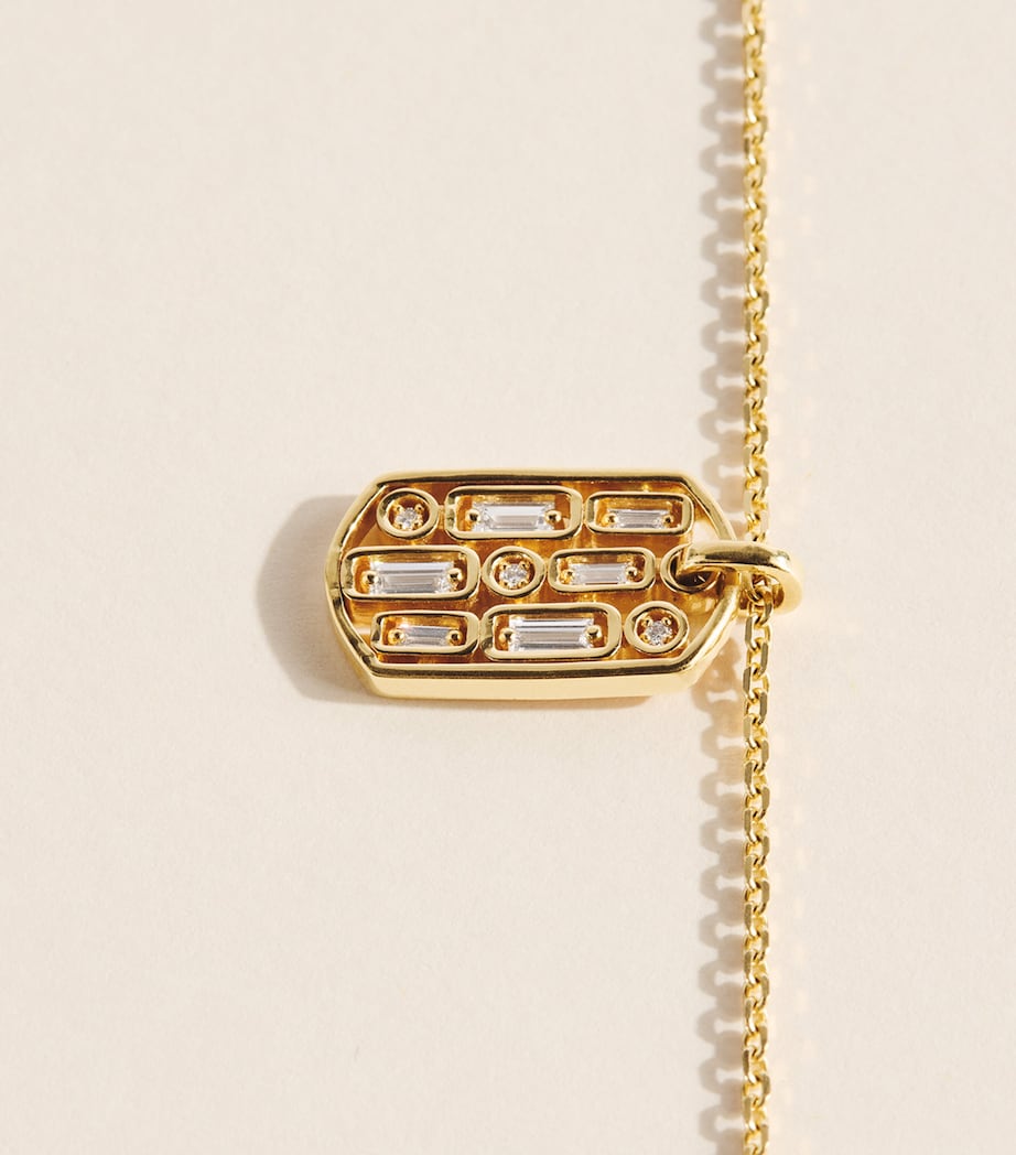 Suzanne Kalan Yellow Gold and Diamond Dog Tag Pendant Necklace Yg/wd Image 5