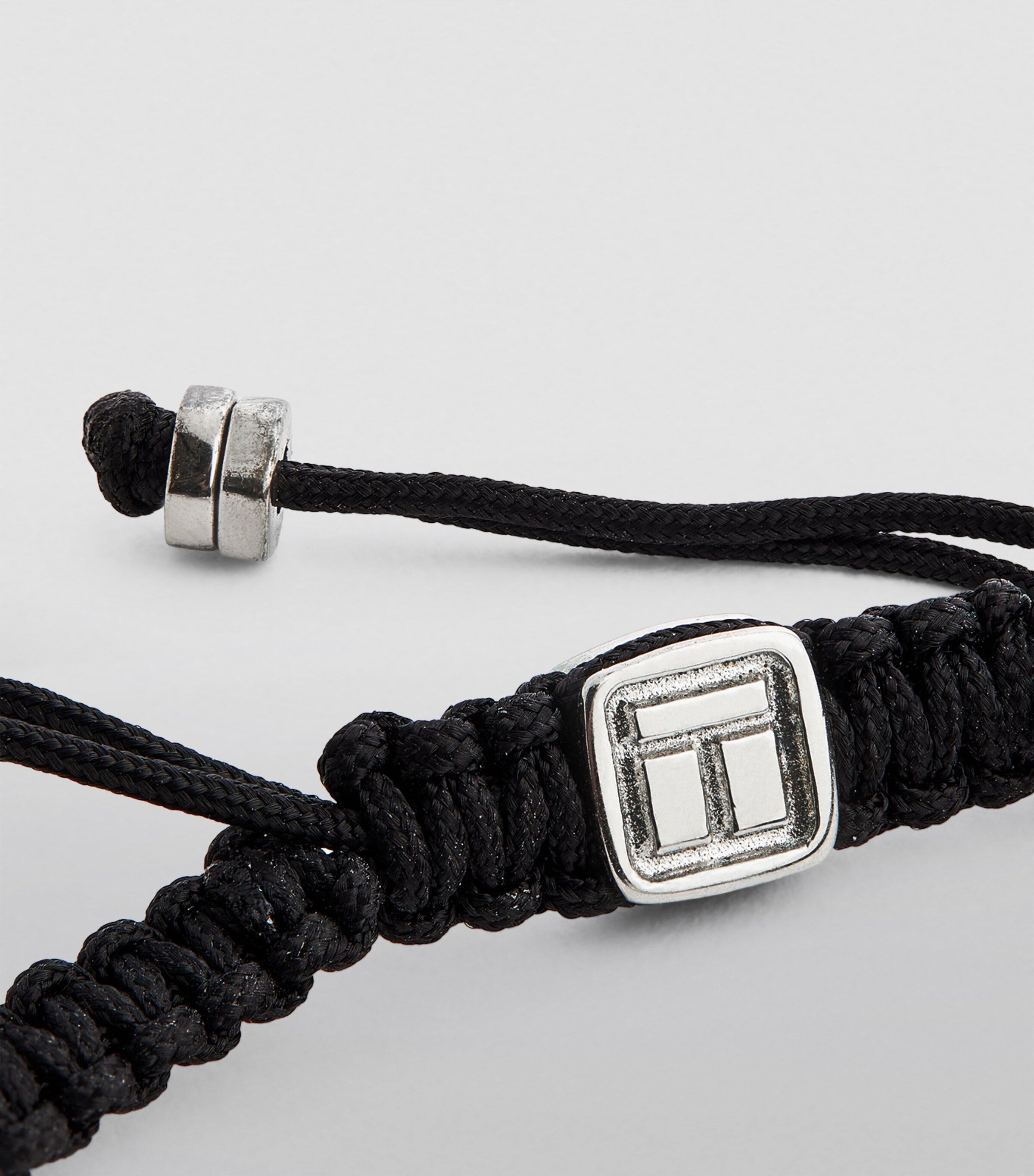 Silver Baton Macramé Bracelet SILVER/ BLACK Image 3